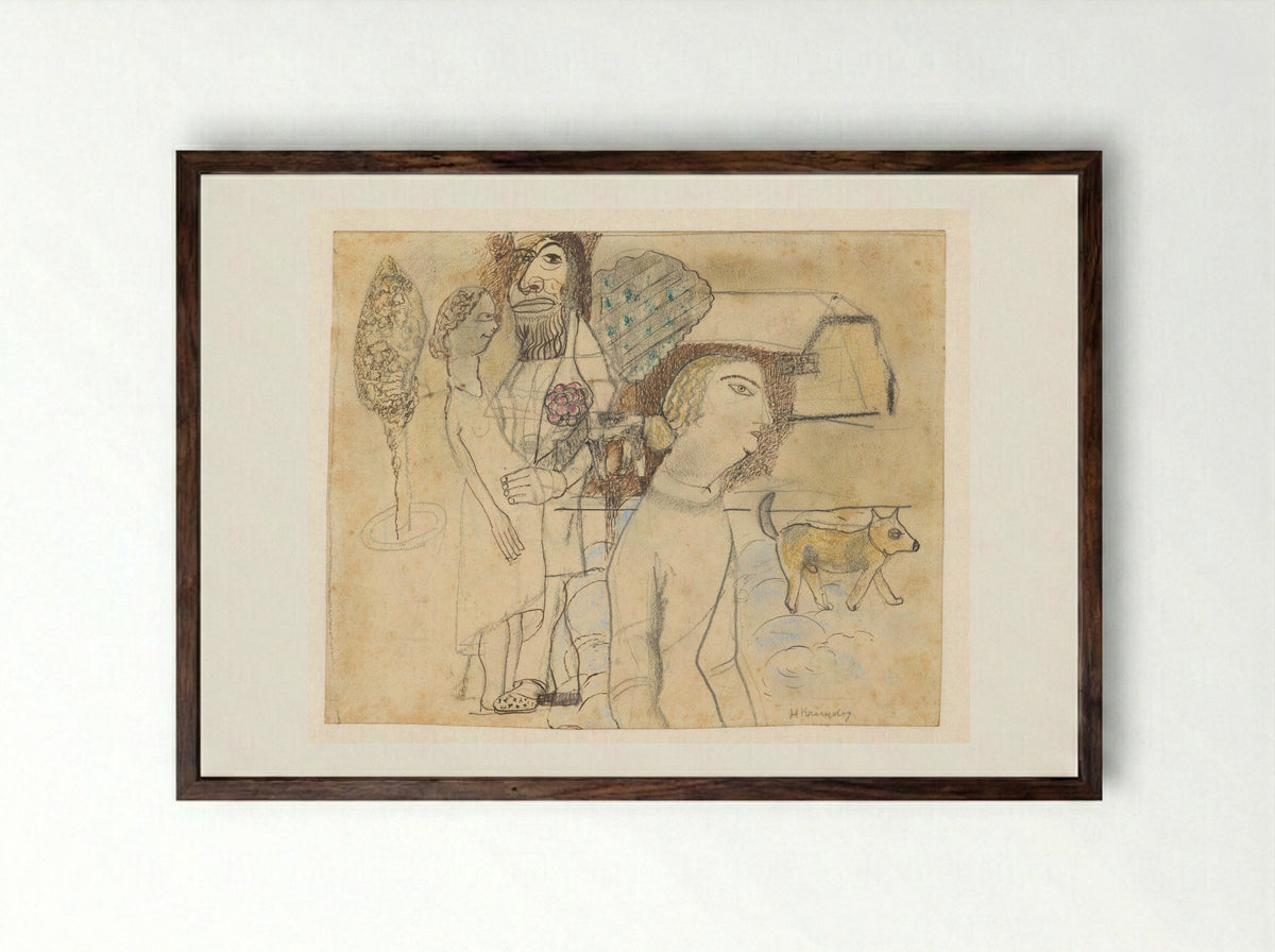 De beschermer van de ongewenst zwangere - Herman Kruyder - Framed Print Dark Wood