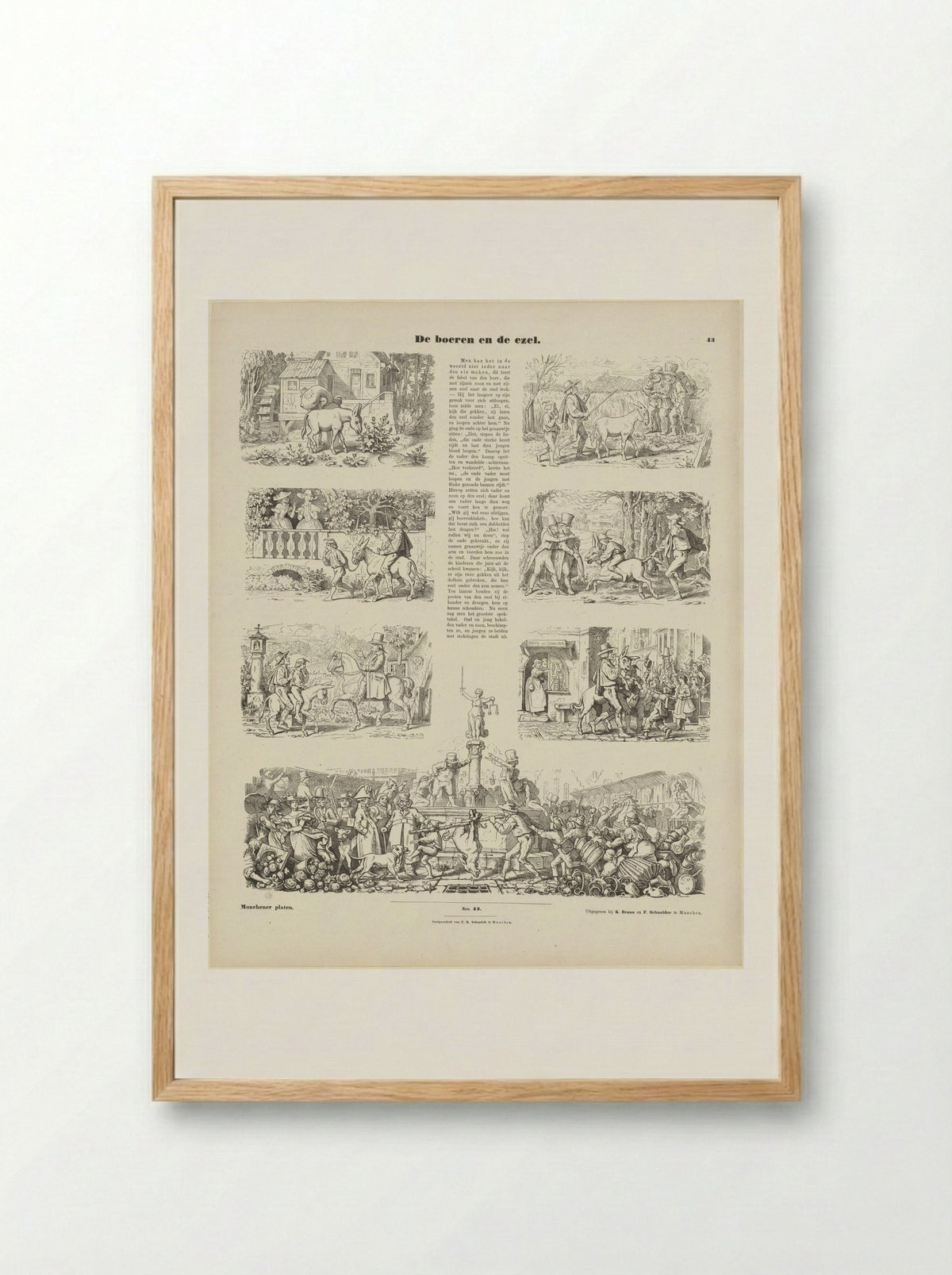 De boeren en de ezel - Moritz von Schwind - Framed Print Wood
