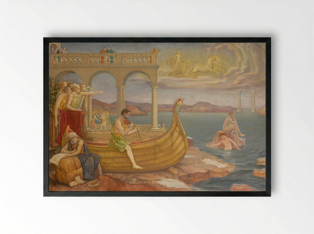 De bouw van het schip 'Argo' - Antoon Derkinderen - Framed Print Black