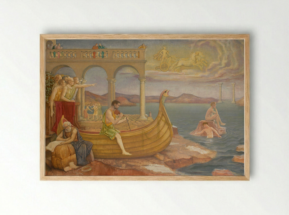 De bouw van het schip 'Argo' - Antoon Derkinderen - Framed Print Wood