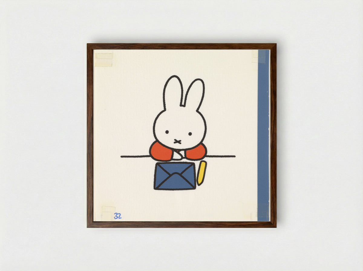 De brief is af - Dick Bruna - Framed Print Dark Wood