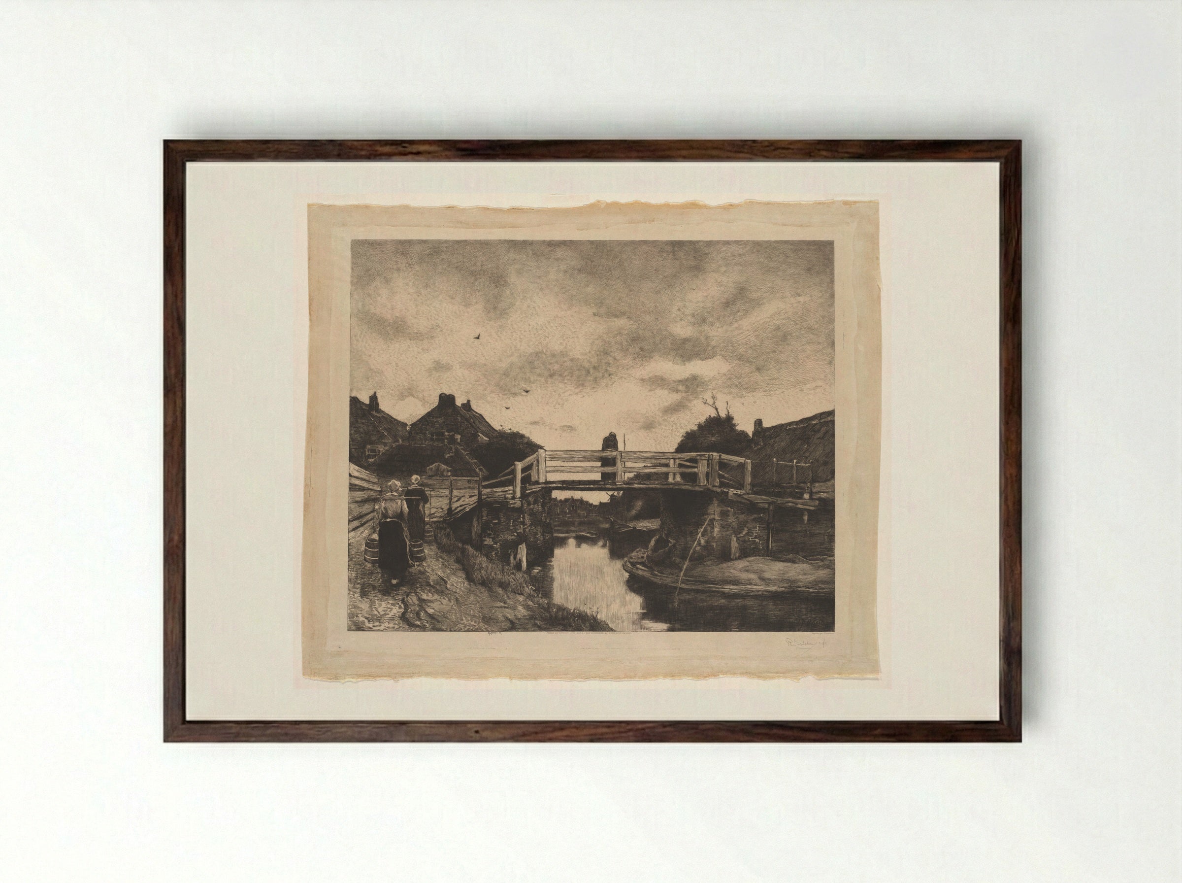 De brug (The Bridge) - Philip Zilcken - Framed Print Dark Wood