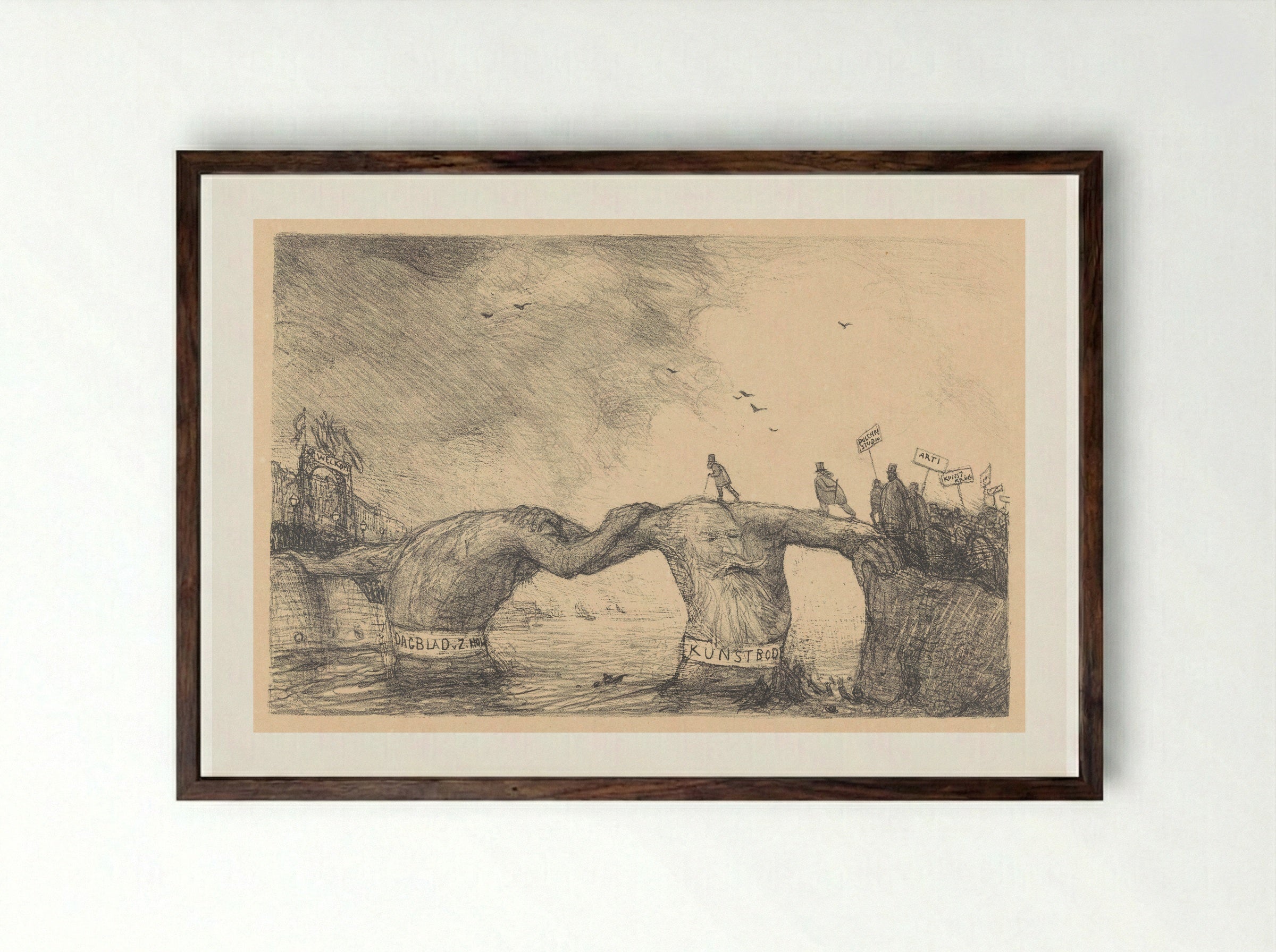 De brug - Marius Bauer - Framed Print Dark Wood