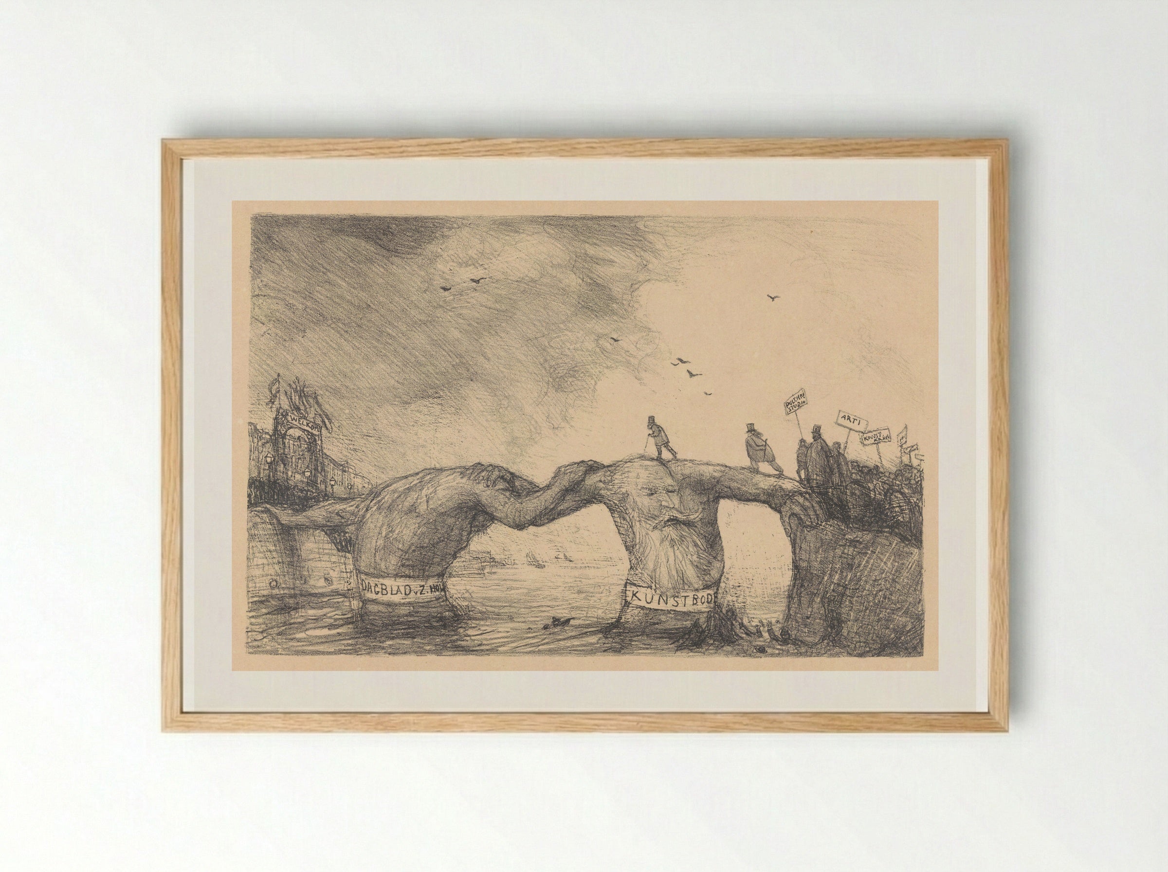 De brug - Marius Bauer - Framed Print Wood