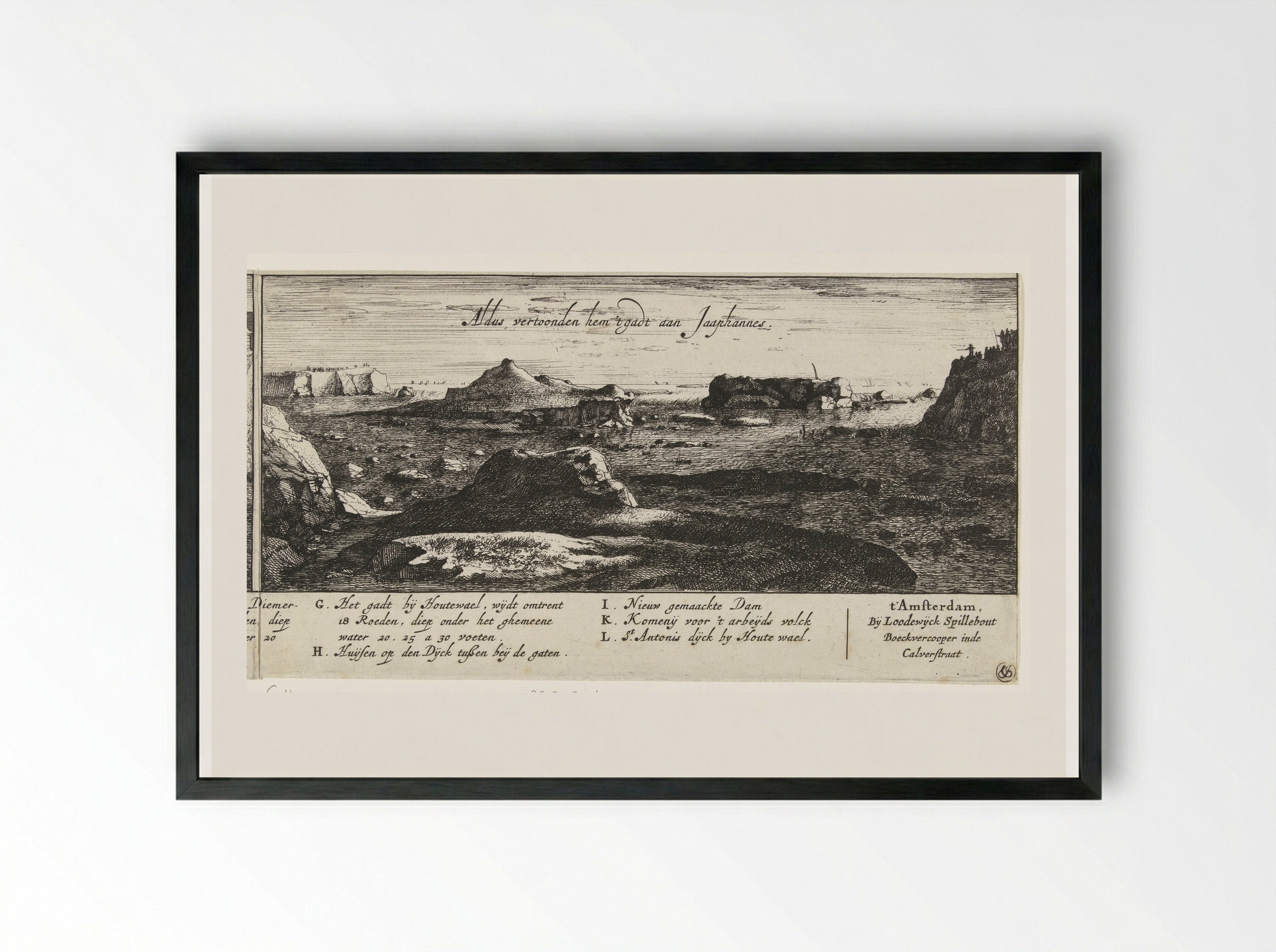 De doorgebroken Sint-Antoniesdijk bij Jaap Hannes - Roelant Roghman - Framed Print Black