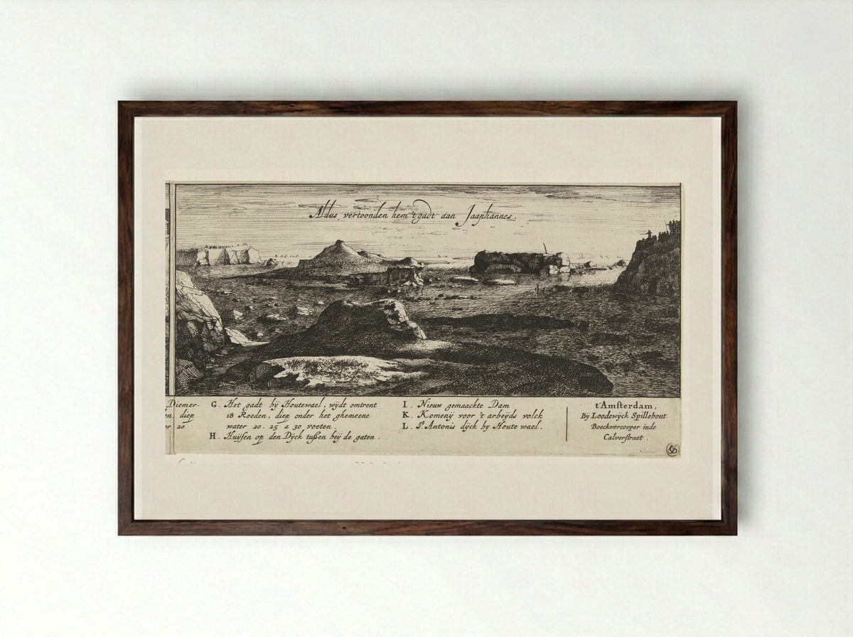 De doorgebroken Sint-Antoniesdijk bij Jaap Hannes - Roelant Roghman - Framed Print Dark Wood