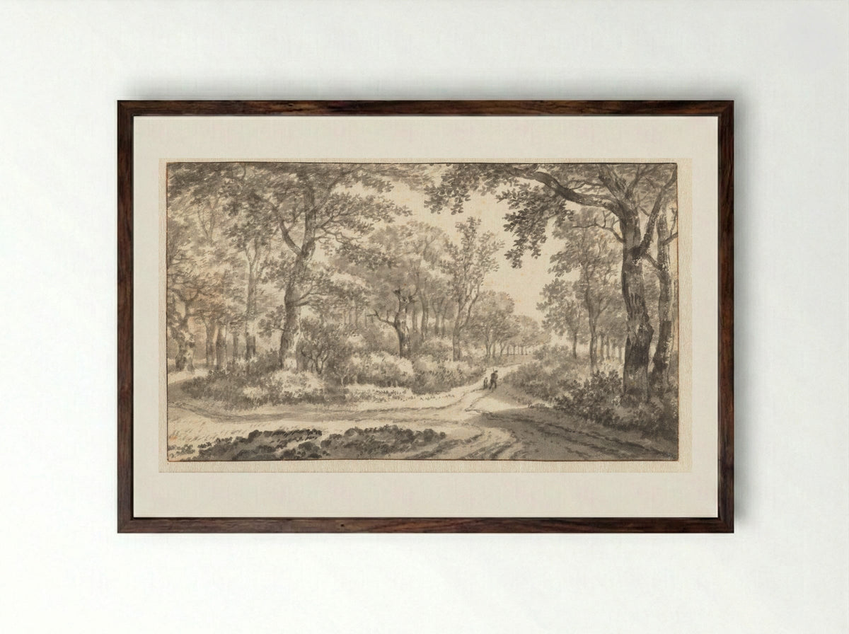 De driesprong (The Crossroads) - Adriaen Hendriksz. Verboom - Framed Print Dark Wood