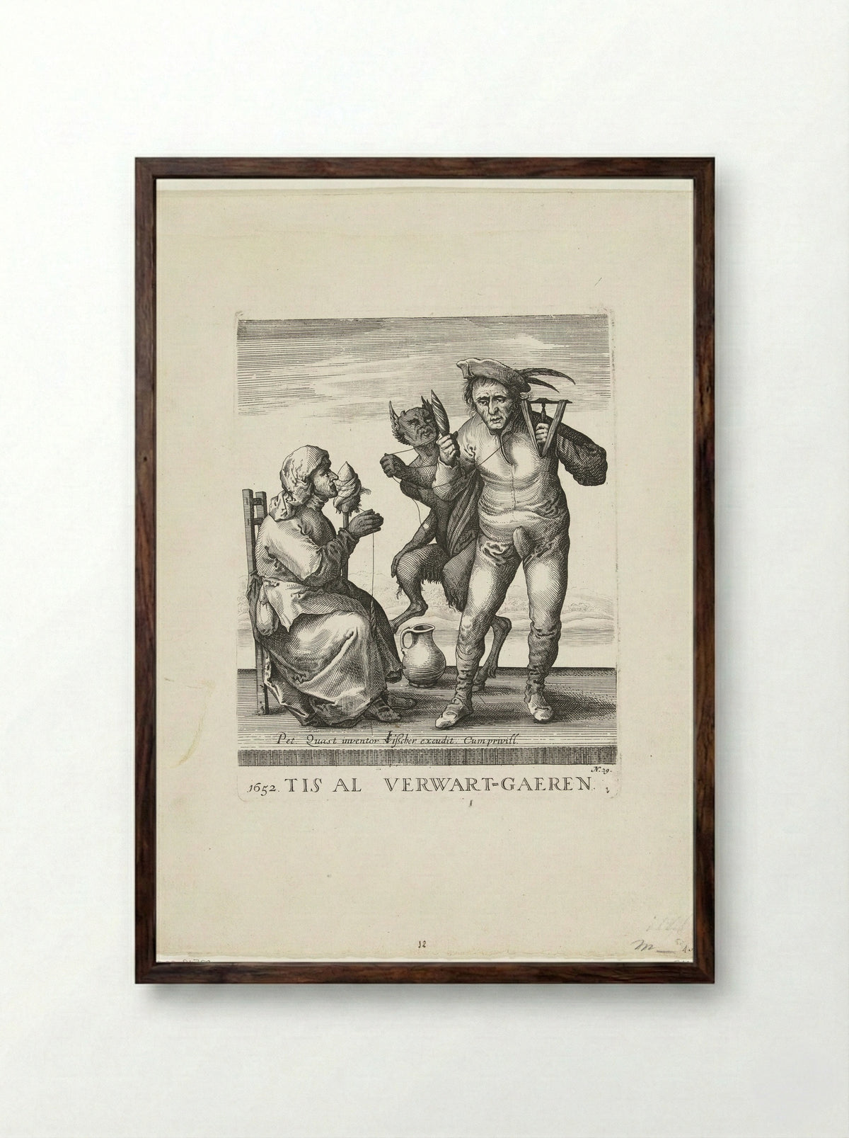 De duivel verwart het garen - Pieter Jansz. Quast - Framed Print Dark Wood