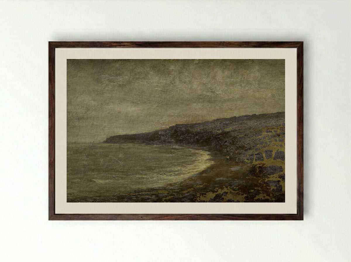 De eenzame baai - Arthur Hawksley - Framed Print Dark Wood