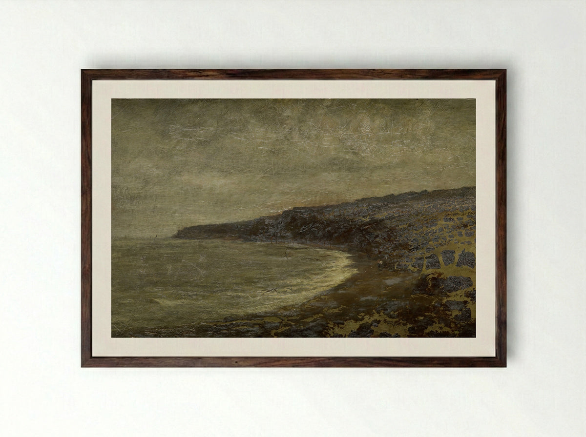 De eenzame baai - Arthur Hawksley - Framed Print Dark Wood