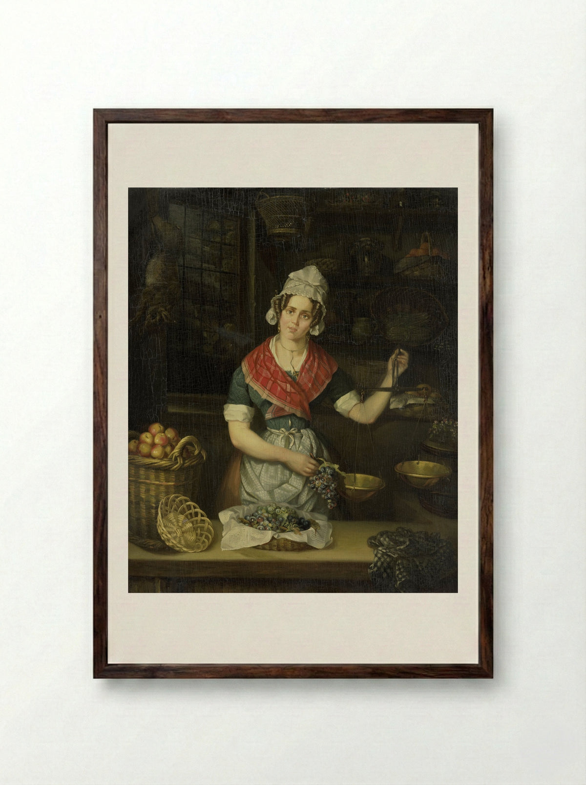 De fruitverkoopster - Henriëtta Christina Temminck - Framed Print Dark Wood