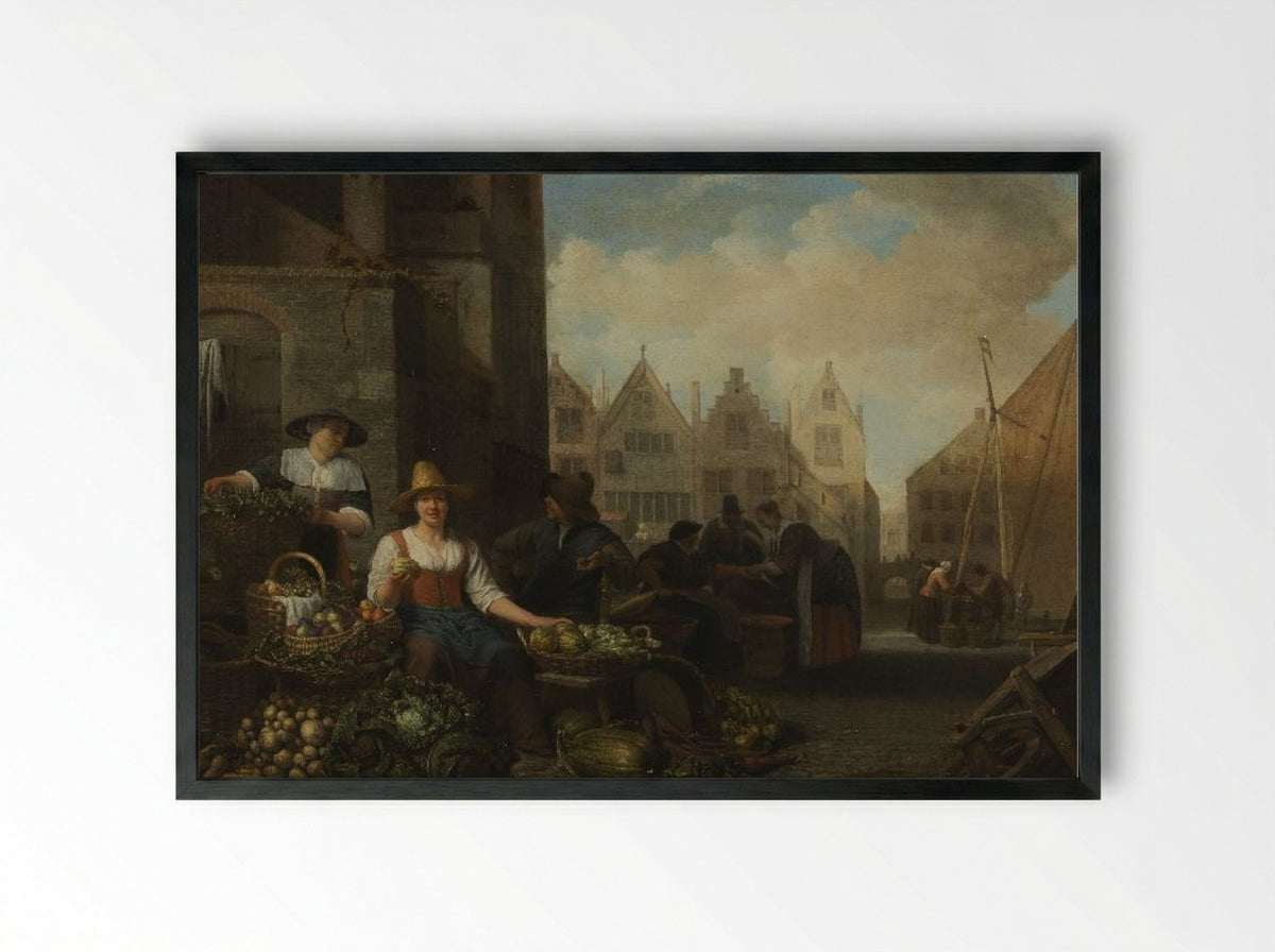 De groentemarkt - Hendrick Martensz Sorgh - Framed Print Black