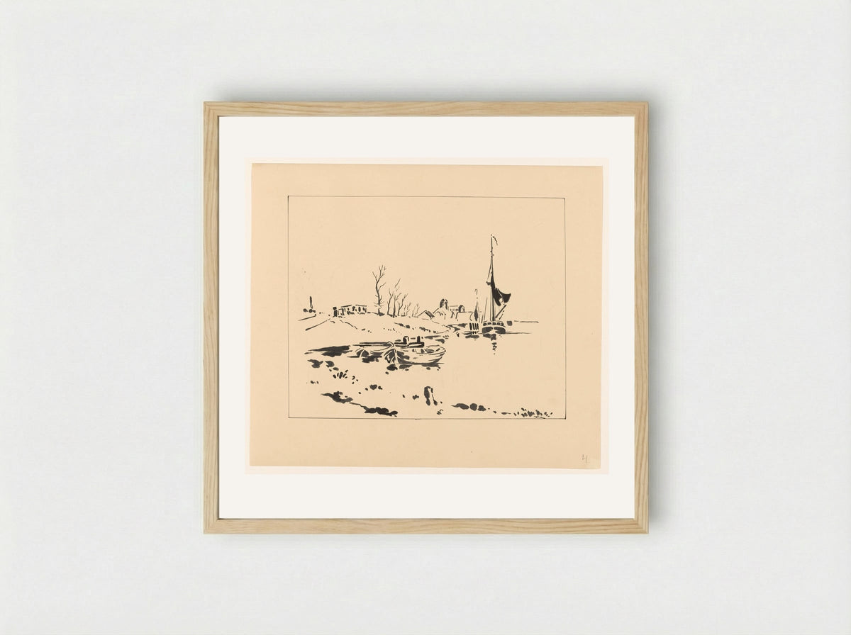 De haven en de Grote Kerk te Veere - Johannes Frederik Engelbert ten Klooster - Framed Print Wood