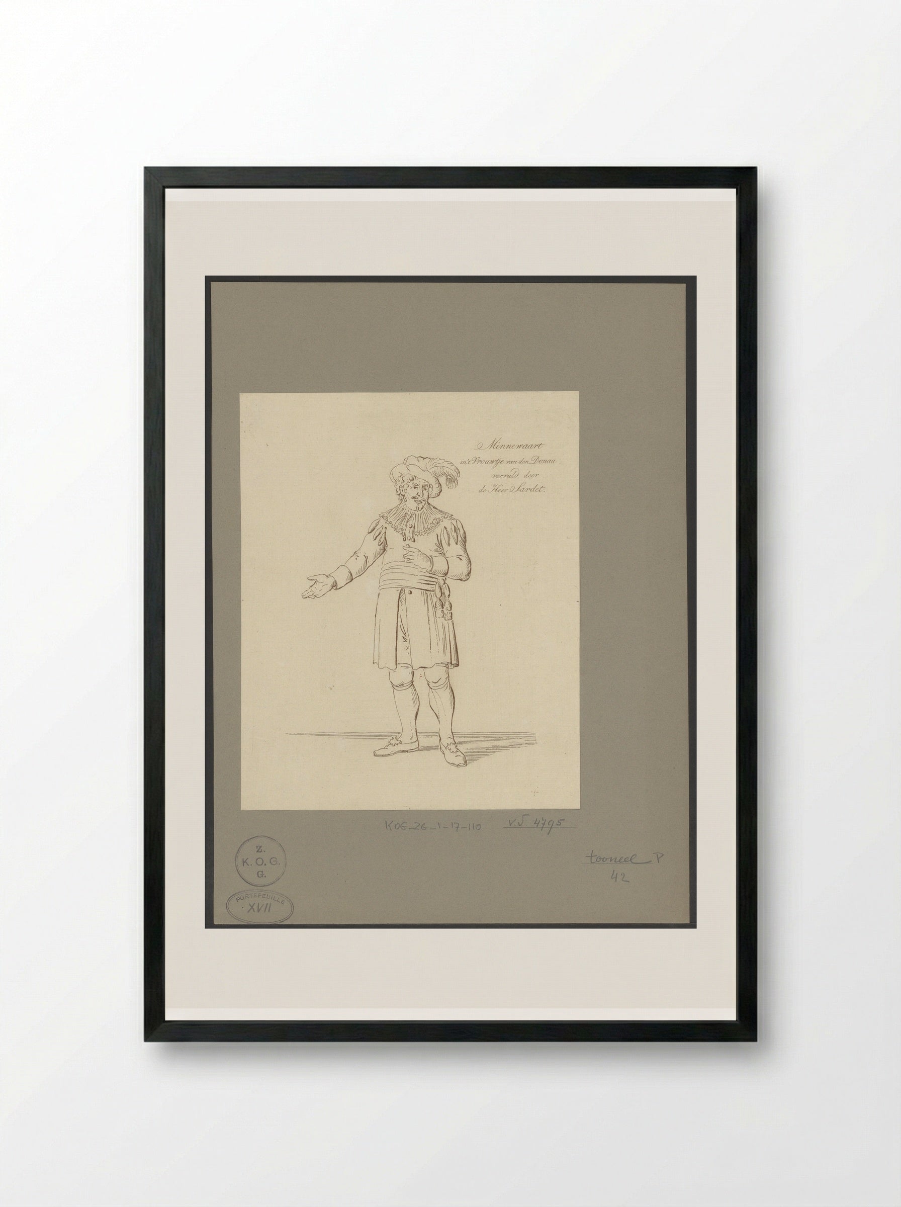 De heer Sardet in de rol van Minnewaart - Johannes Jelgerhuis - Framed Print Black