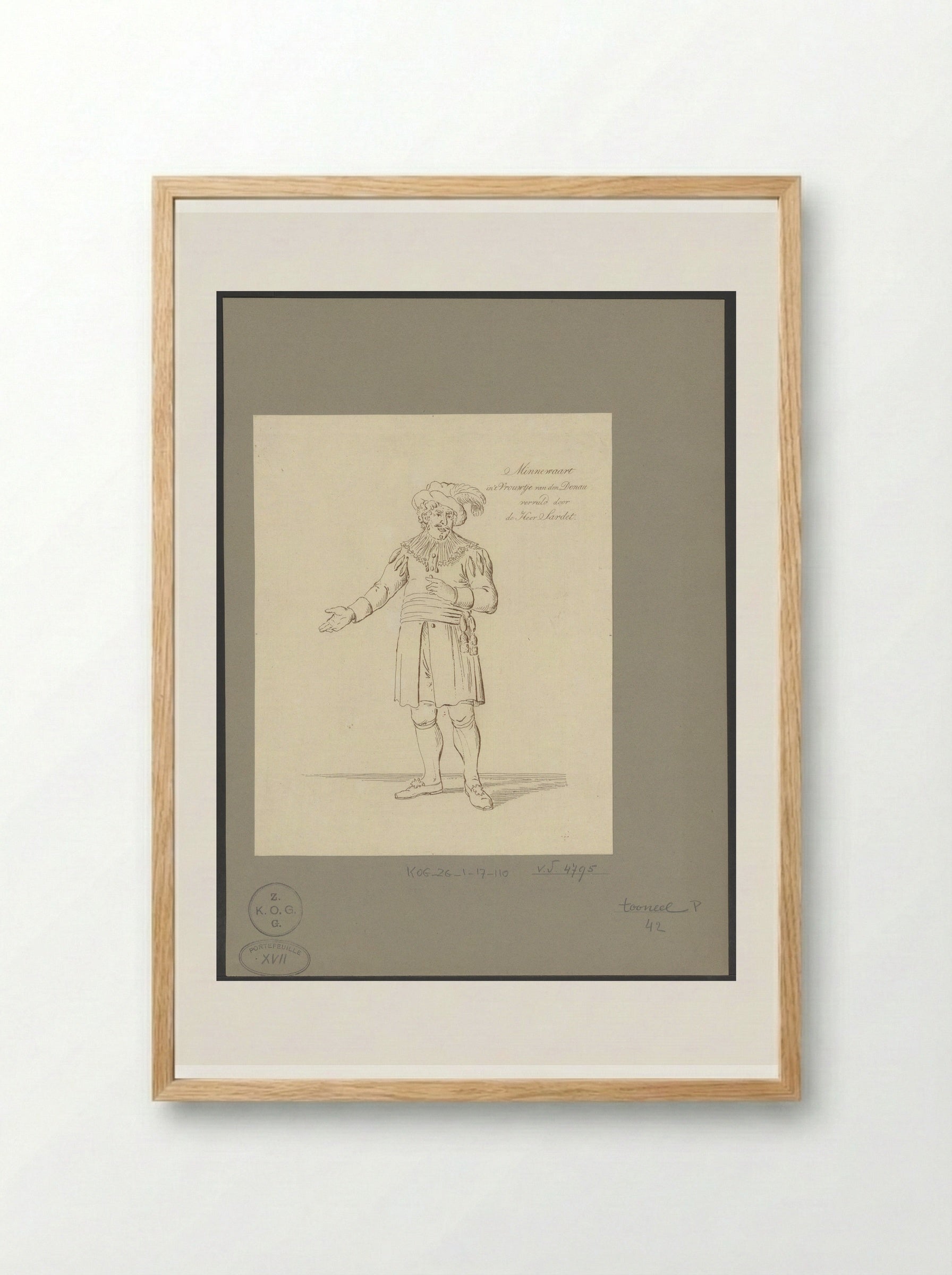 De heer Sardet in de rol van Minnewaart - Johannes Jelgerhuis - Framed Print Wood