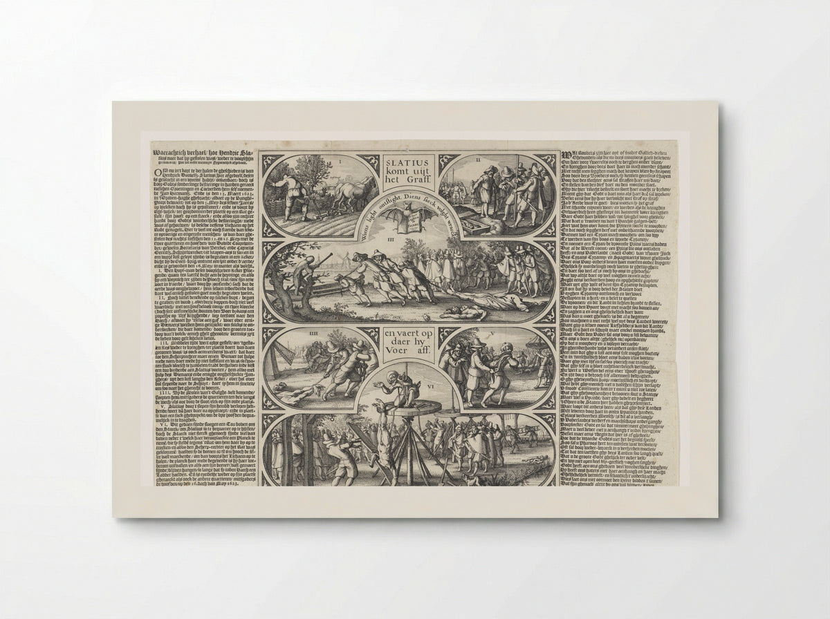 De herontdekking van de gestolen en begraven lichamen van Slatius, Coornwinder en Gerritsz - Claes Jansz. Visscher (II) - Poster