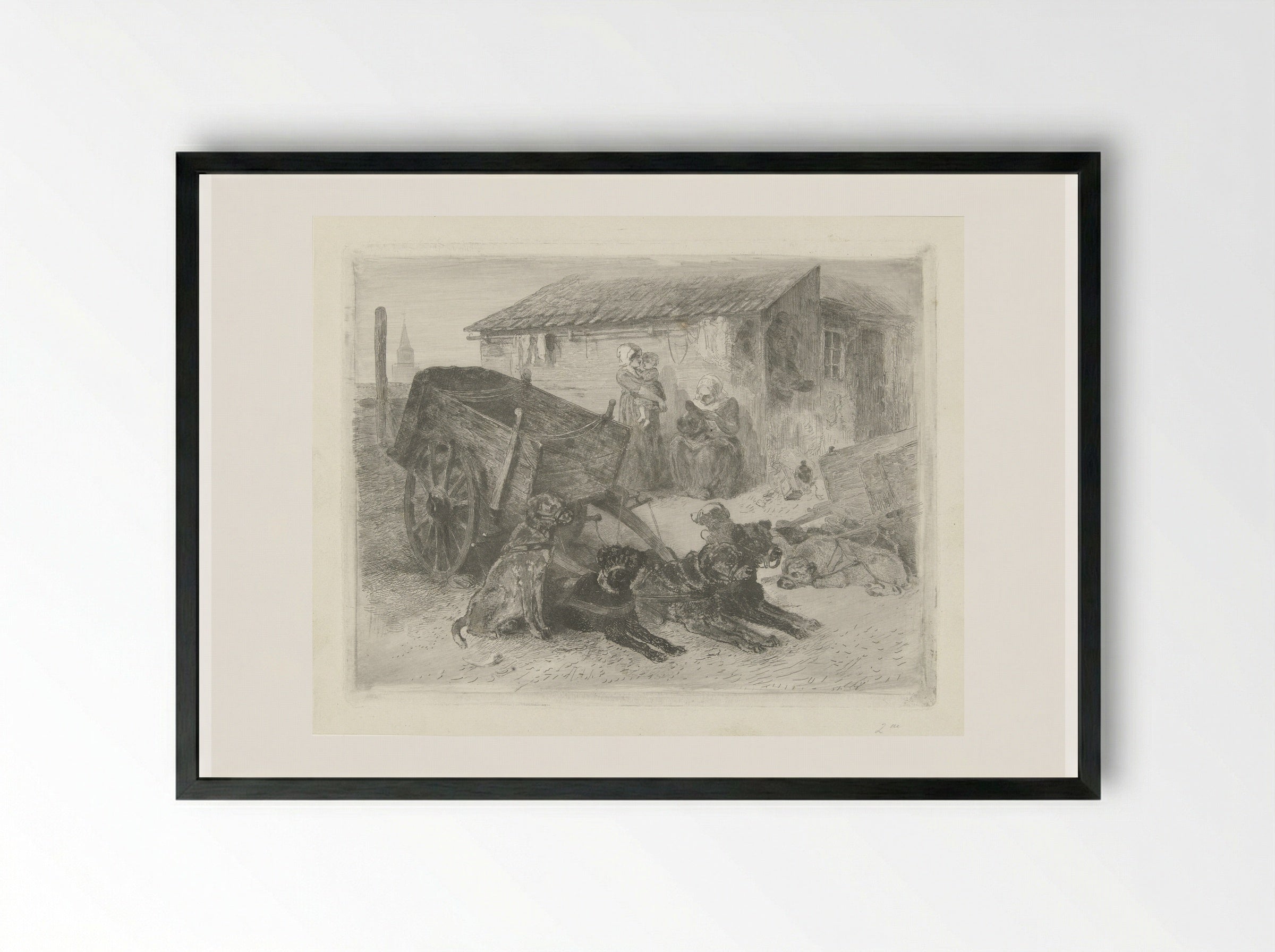 De hondenkar - Charles Rochussen - Framed Print Black