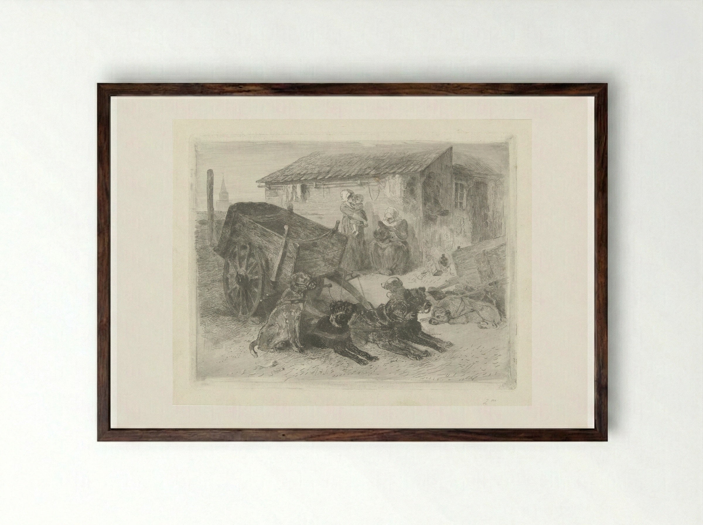 De hondenkar - Charles Rochussen - Framed Print Dark Wood
