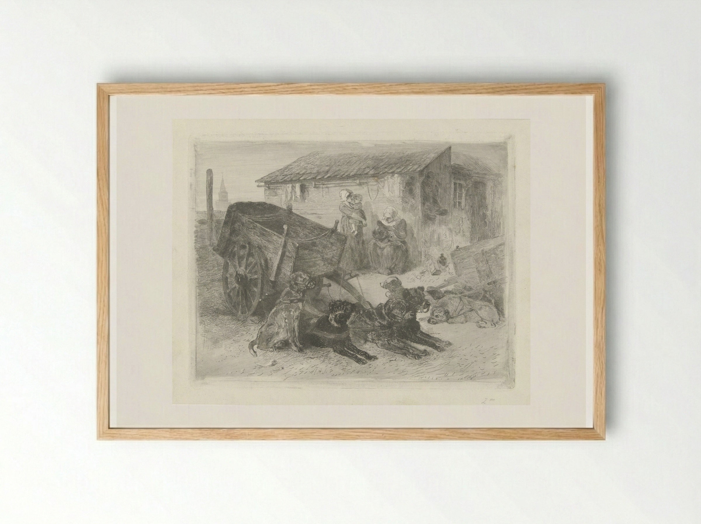 De hondenkar - Charles Rochussen - Framed Print Wood