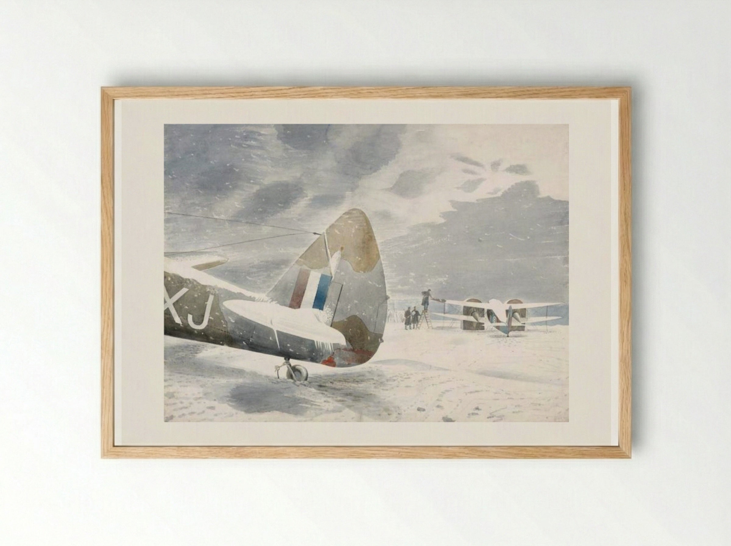 De-icing Aircraft - Eric Ravilious - Framed Print Wood