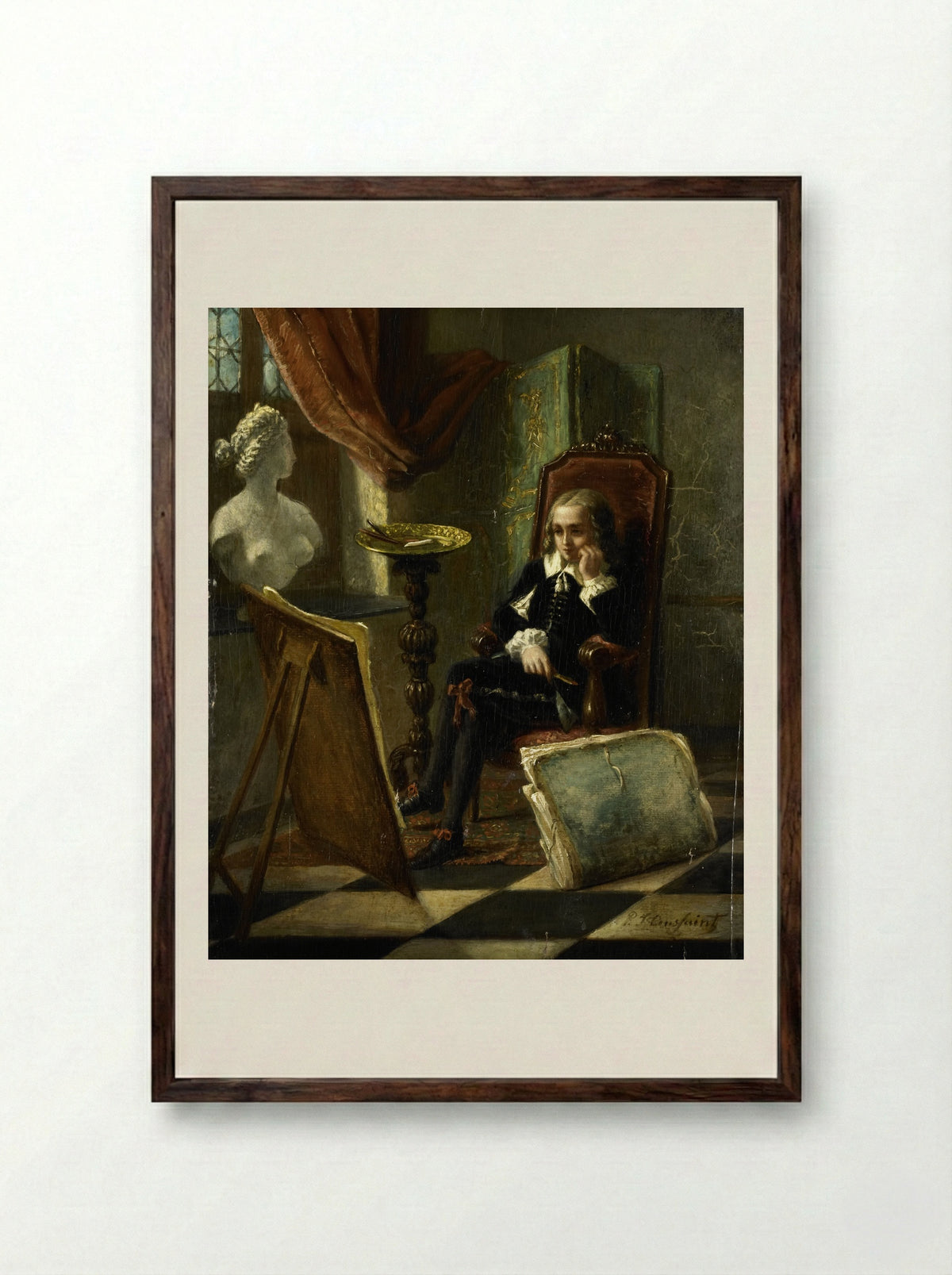 De jonge schilder - Pierre Joseph Toussaint - Framed Print Dark Wood