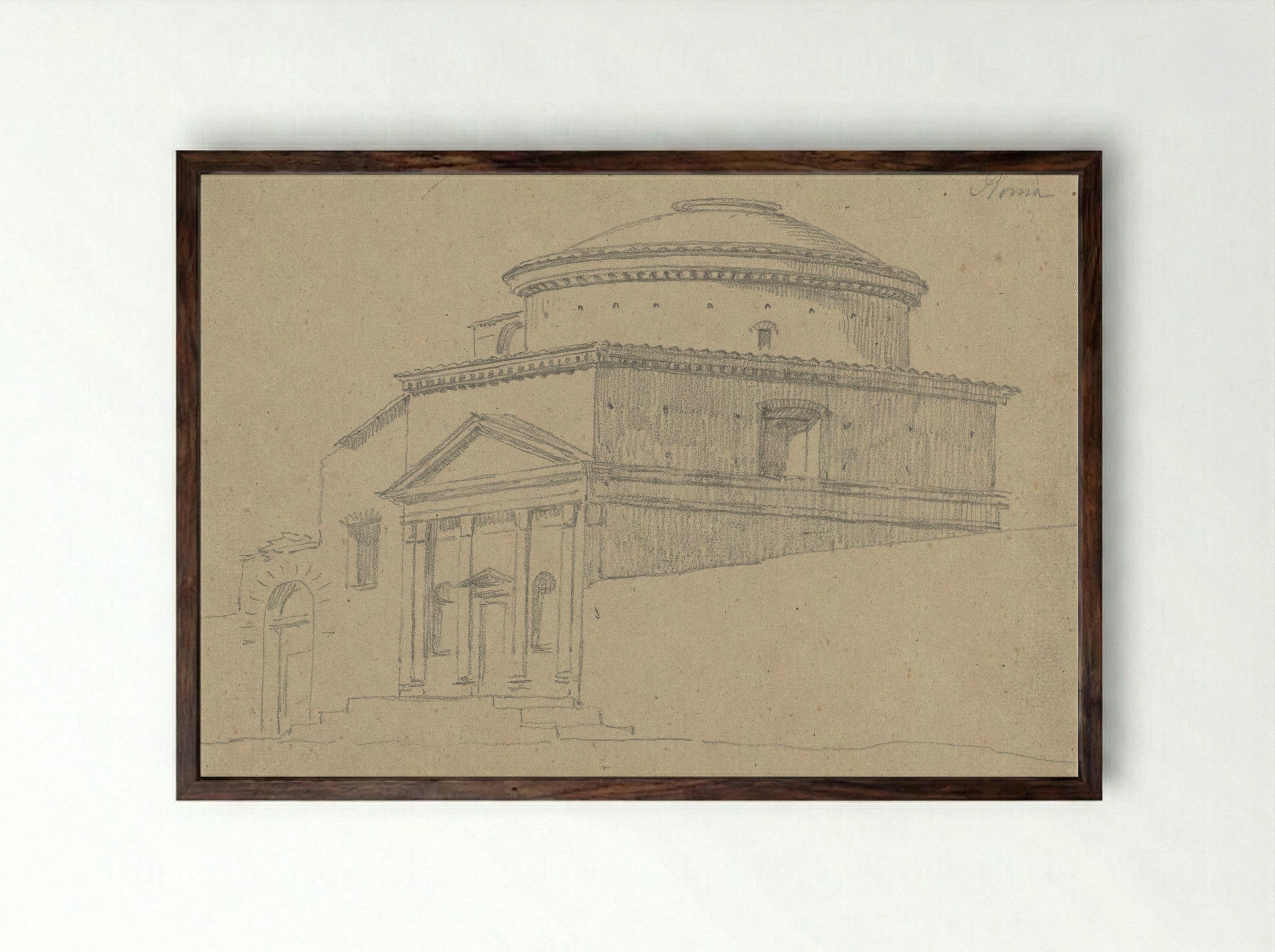 De kerk Sant'Andrea in Via Flaminia, Rome - Hendrik Voogd - Framed Print Dark Wood