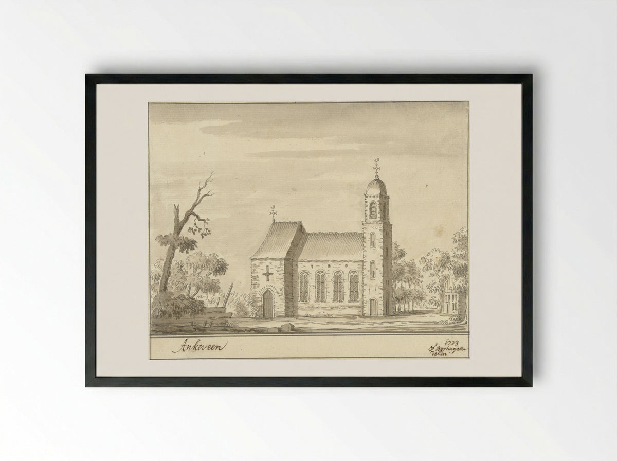 De kerk te Ankeveen - F. Berhuyzen - Framed Print Black