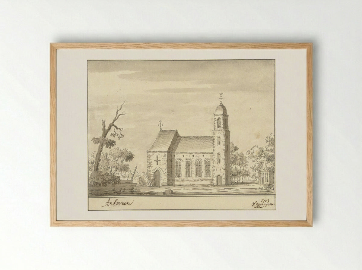 De kerk te Ankeveen - F. Berhuyzen - Framed Print Wood