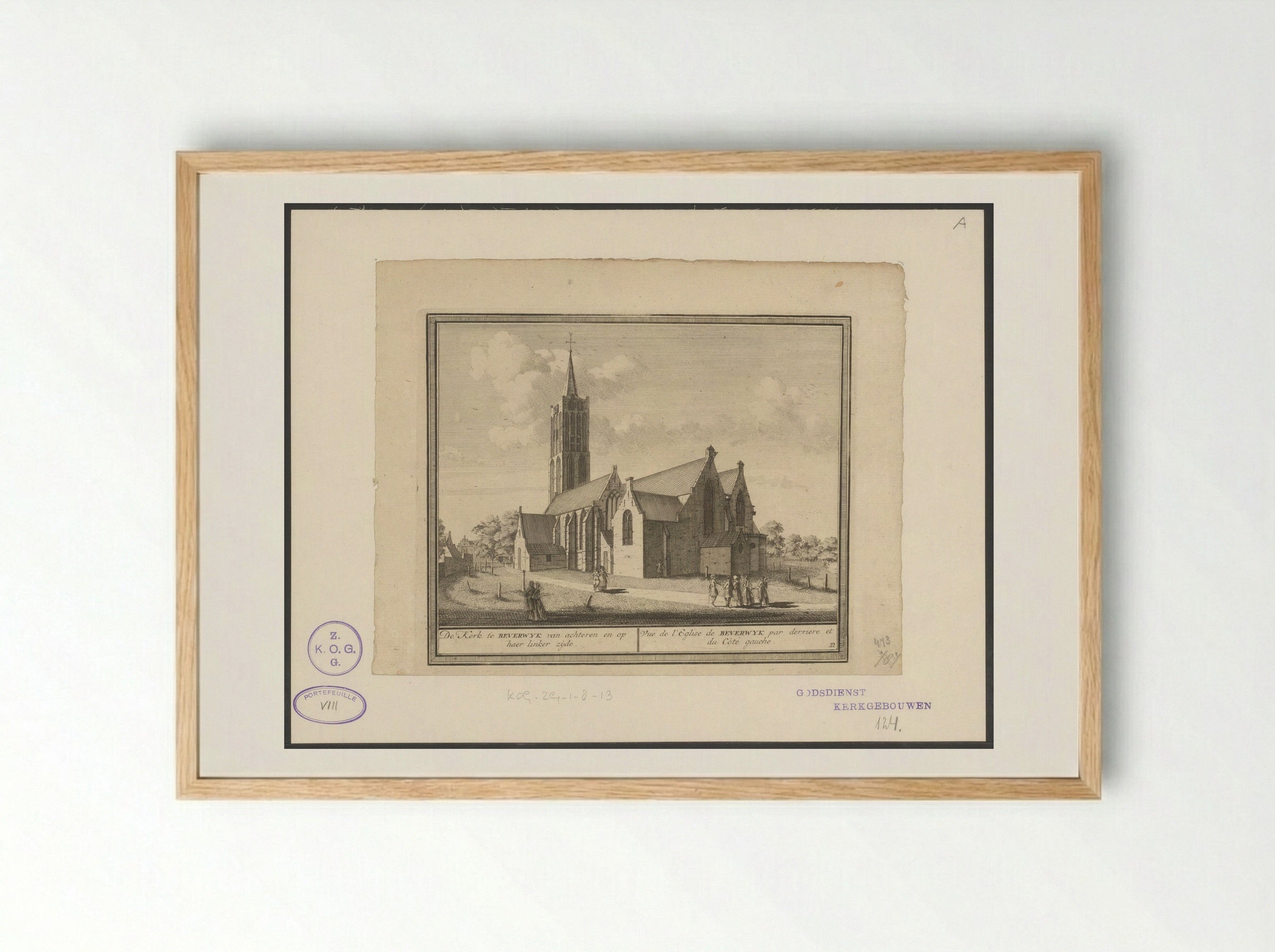 De kerk te Beverwyk van achteren en op haer linker zyde - Hendrik de Leth - Framed Print Wood