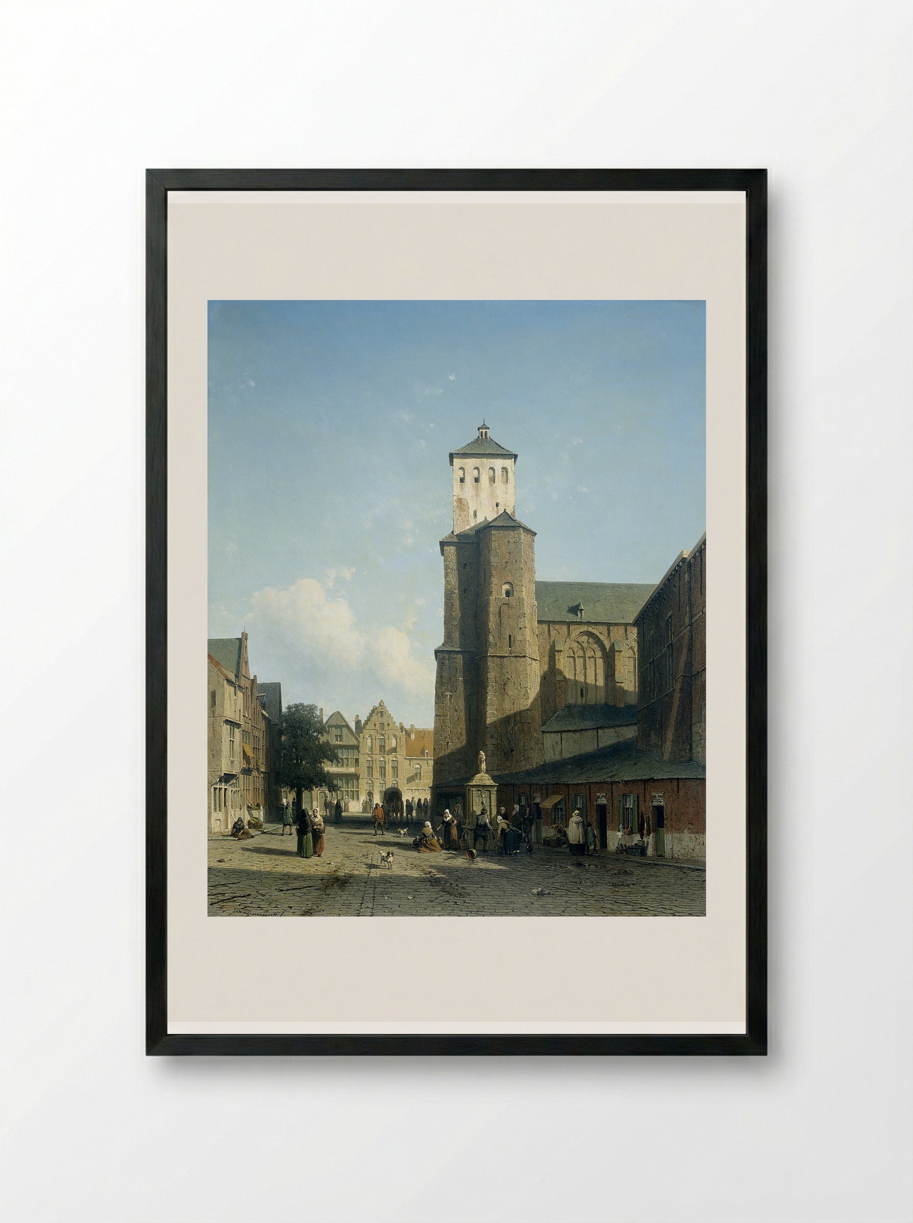 De kerk van St Denis te Luik - Jan Weissenbruch - Framed Print Black