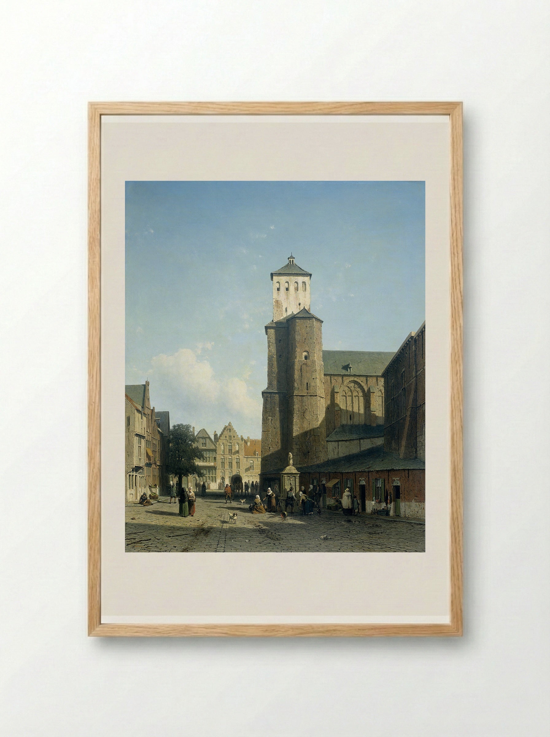 De kerk van St Denis te Luik - Jan Weissenbruch - Framed Print Wood