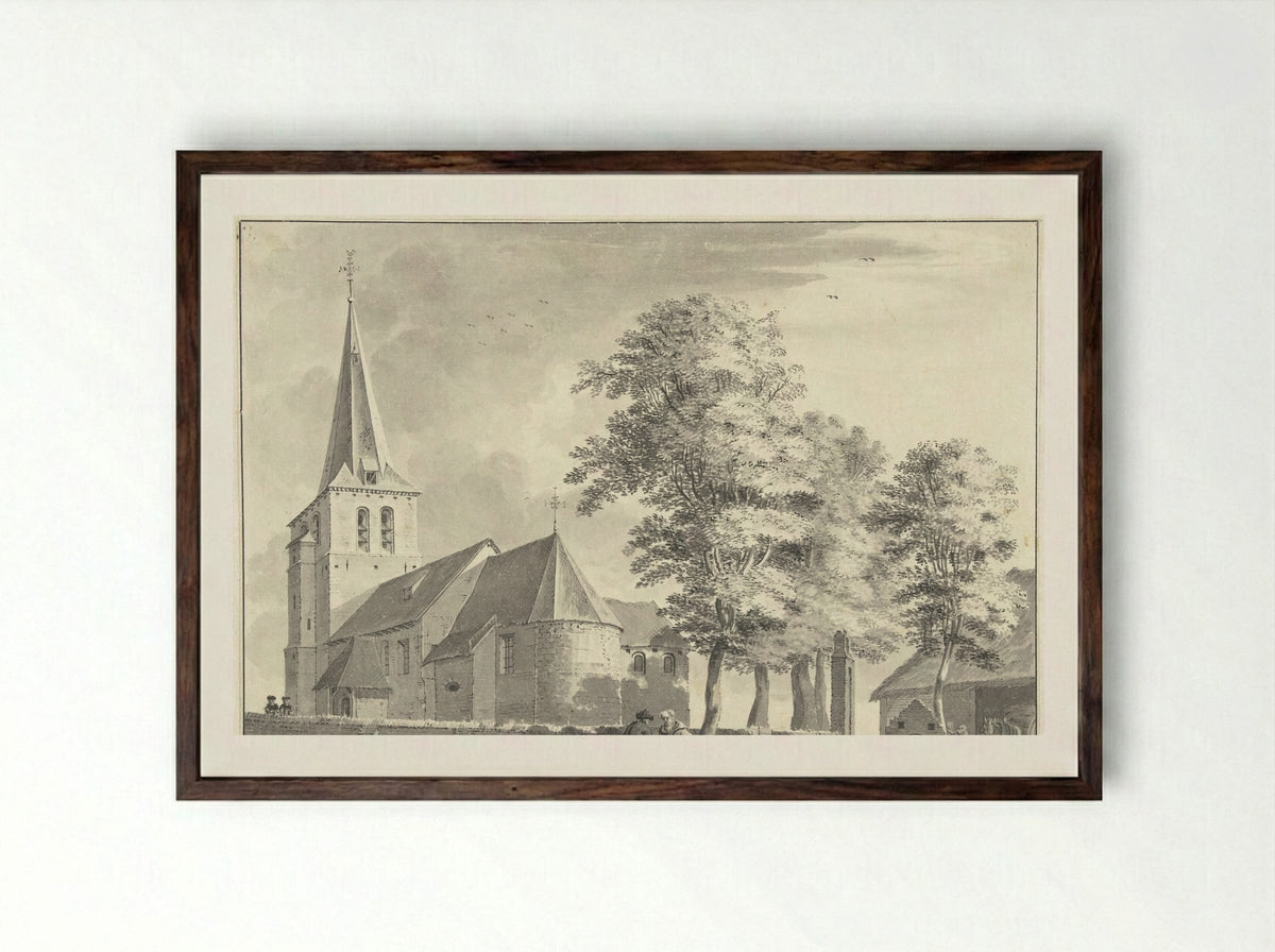 De kerk van Steinkirchen - Jan de Beijer - Framed Print Dark Wood