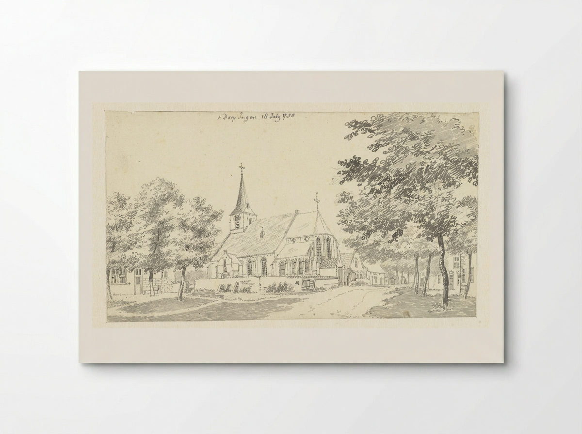 De kerk van het dorp Ingen - Jan de Beijer - Poster