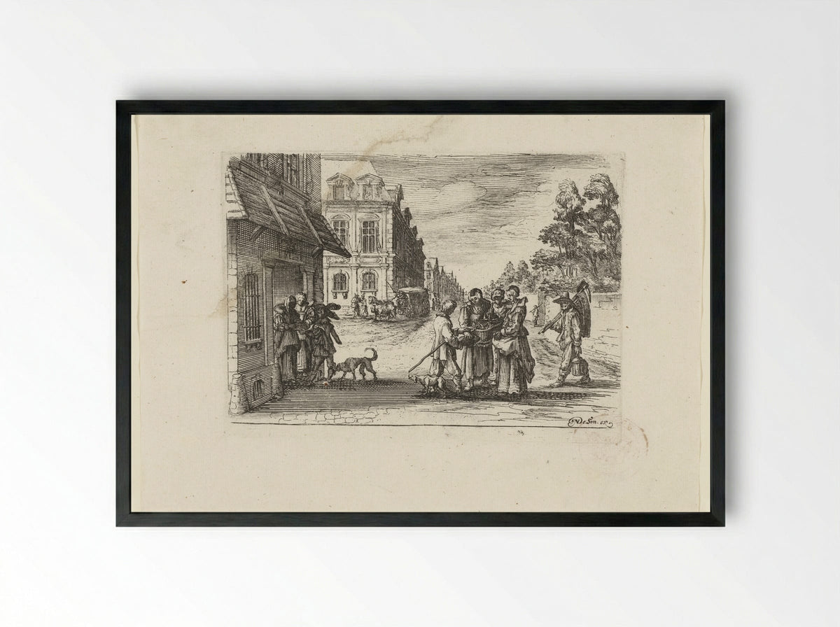 De kersenverkoopster (The Cherry Seller) - Nicolas de Son - Framed Print Black