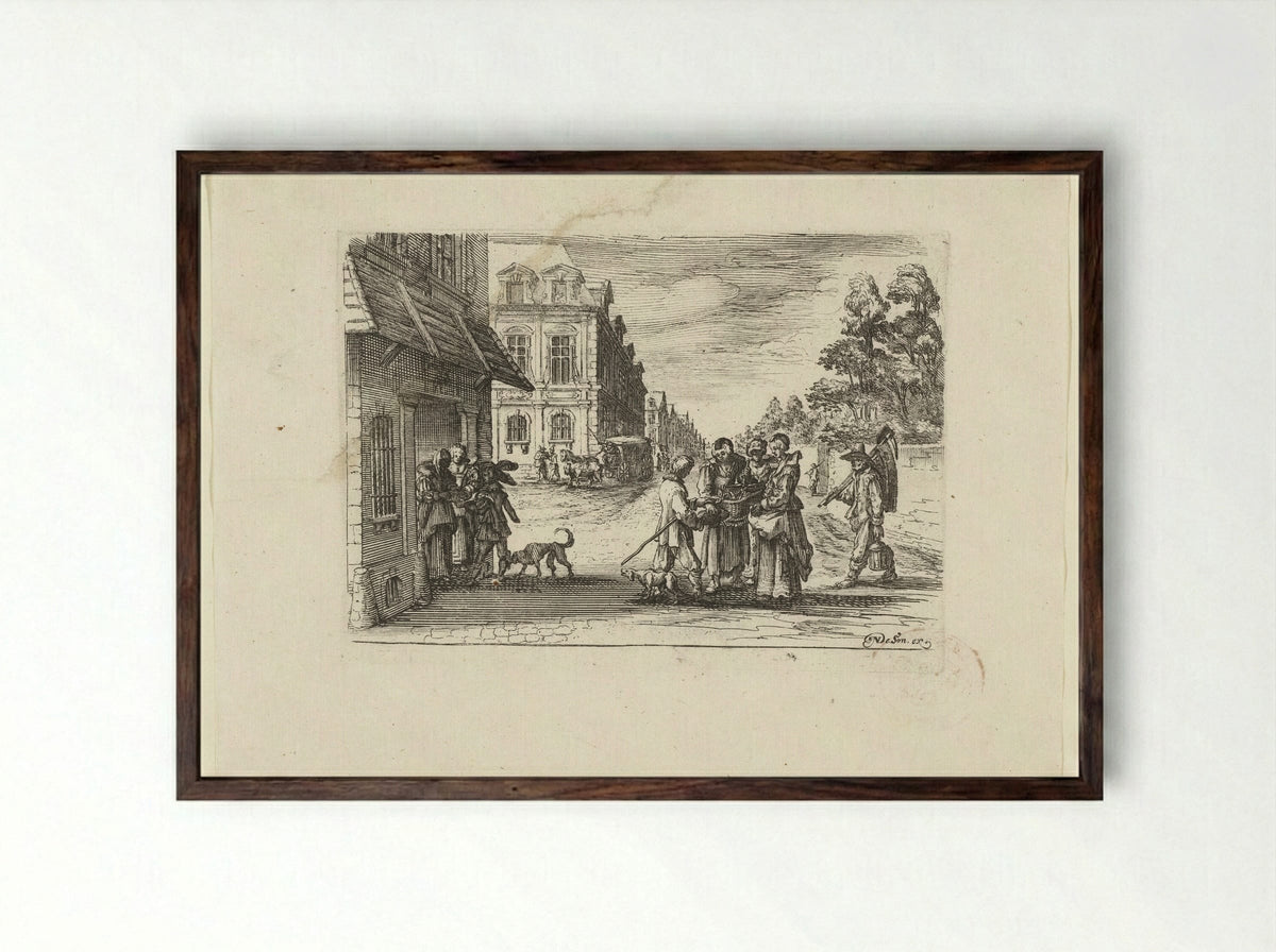 De kersenverkoopster (The Cherry Seller) - Nicolas de Son - Framed Print Dark Wood