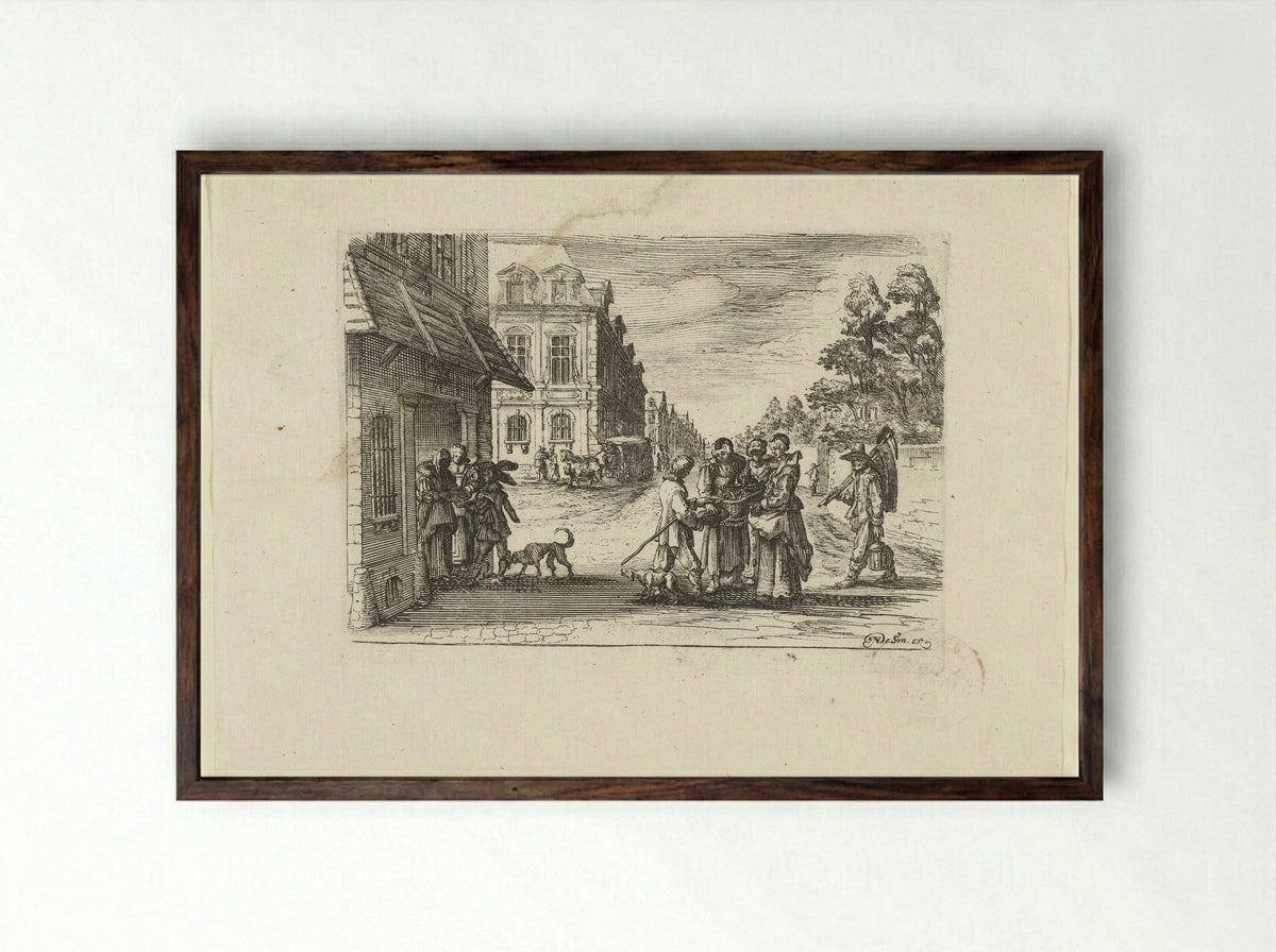 De kersenverkoopster (The Cherry Seller) - Nicolas de Son - Framed Print Dark Wood
