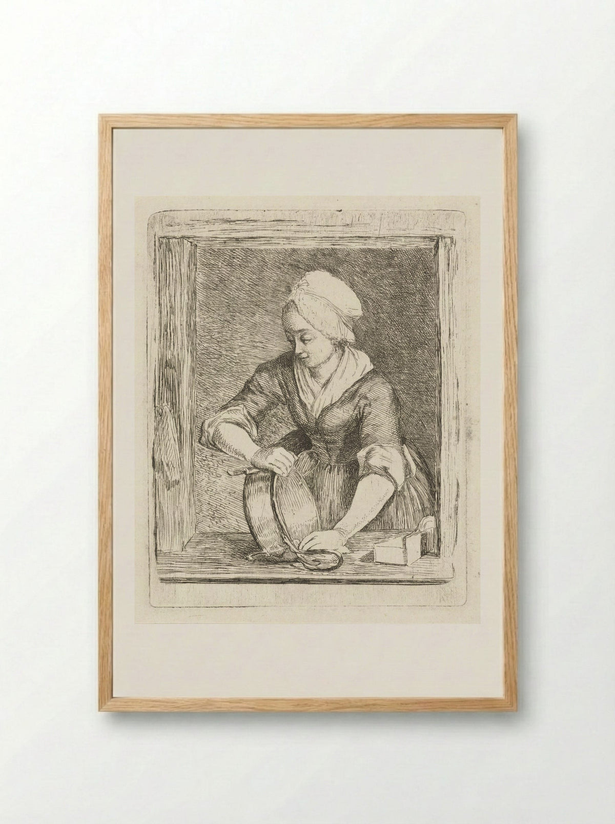 De ketelschuurster (The Kettle Scourer) - Louis Bernard Coclers - Framed Print Wood