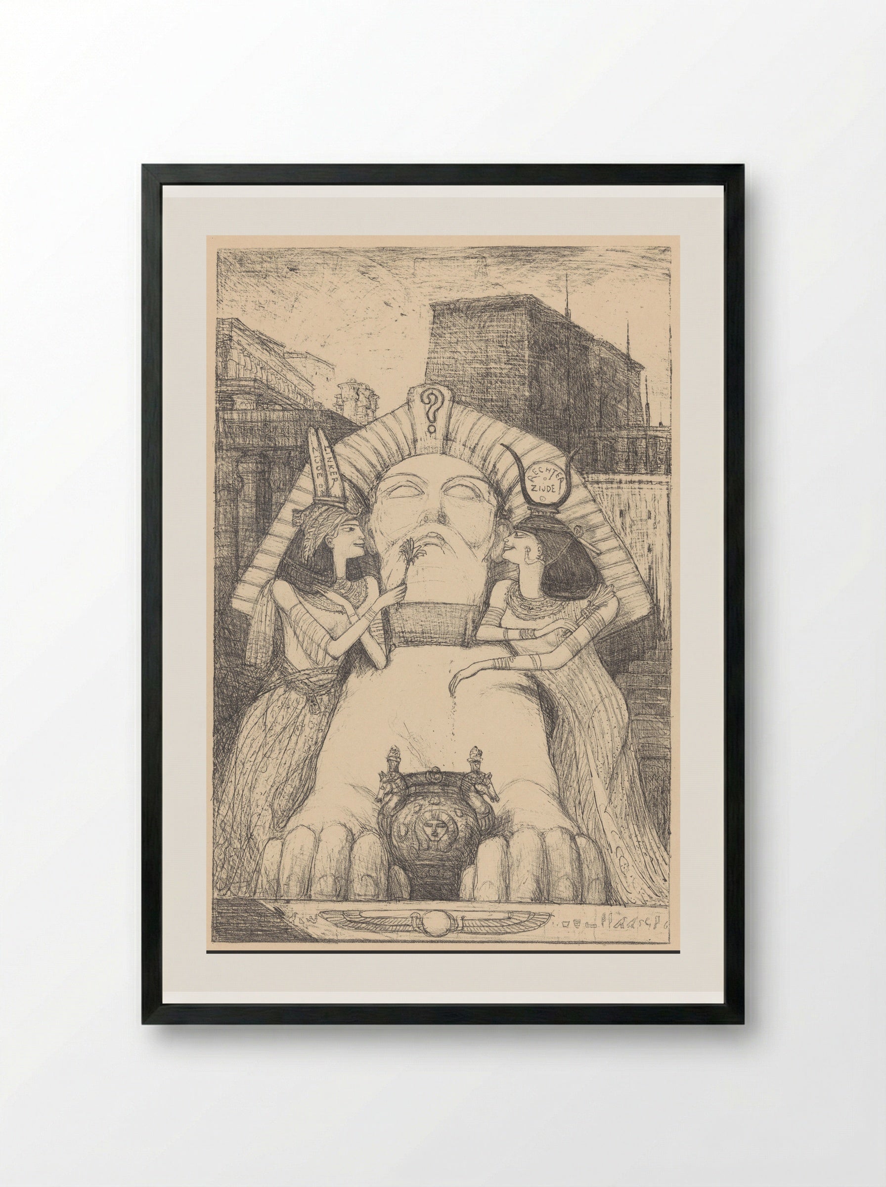 De kiesrecht-sfinx en de verleidsters - Marius Bauer - Framed Print Black