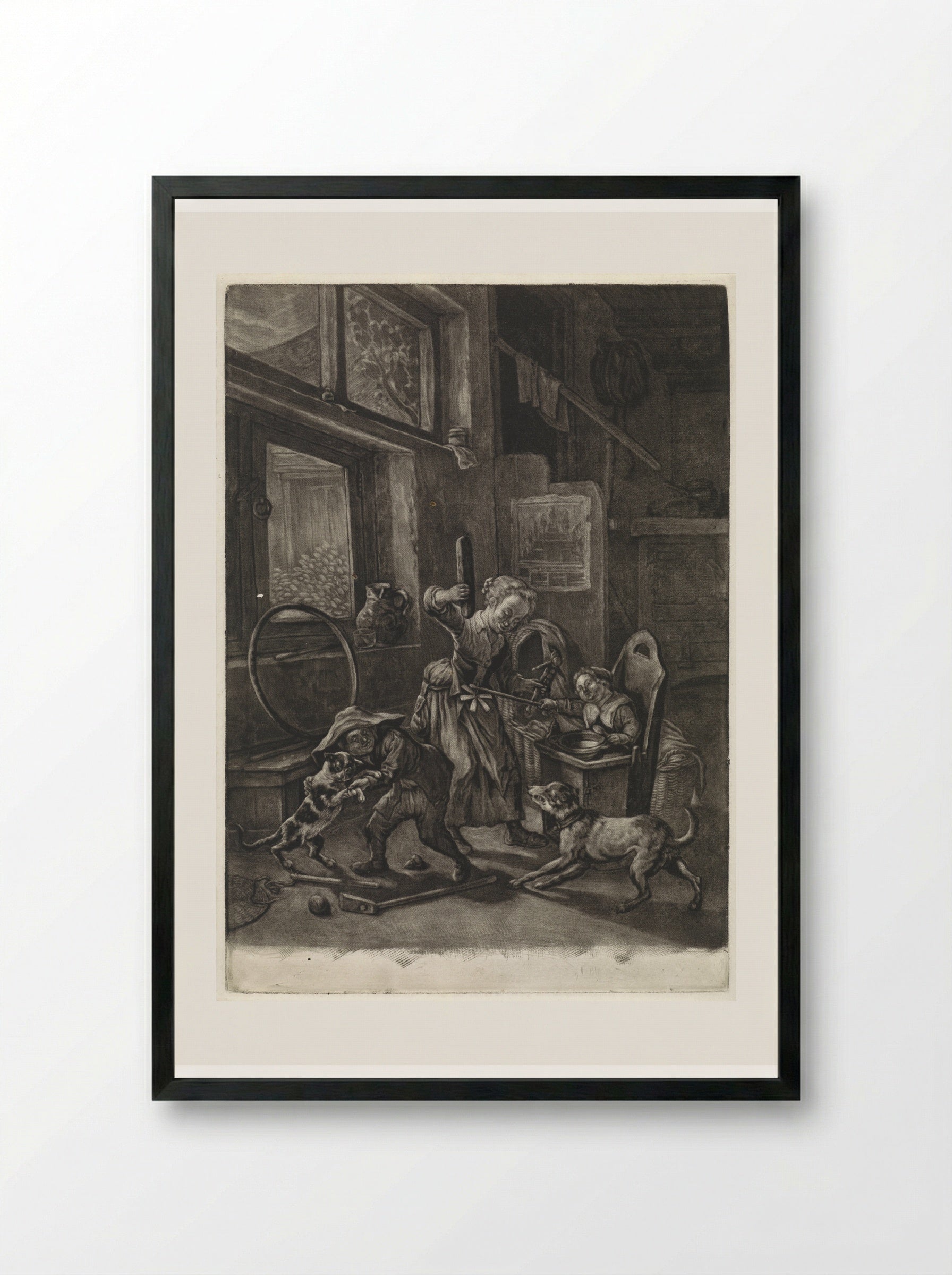 De kindertijd (Childhood) - Cornelis Dusart - Framed Print Black