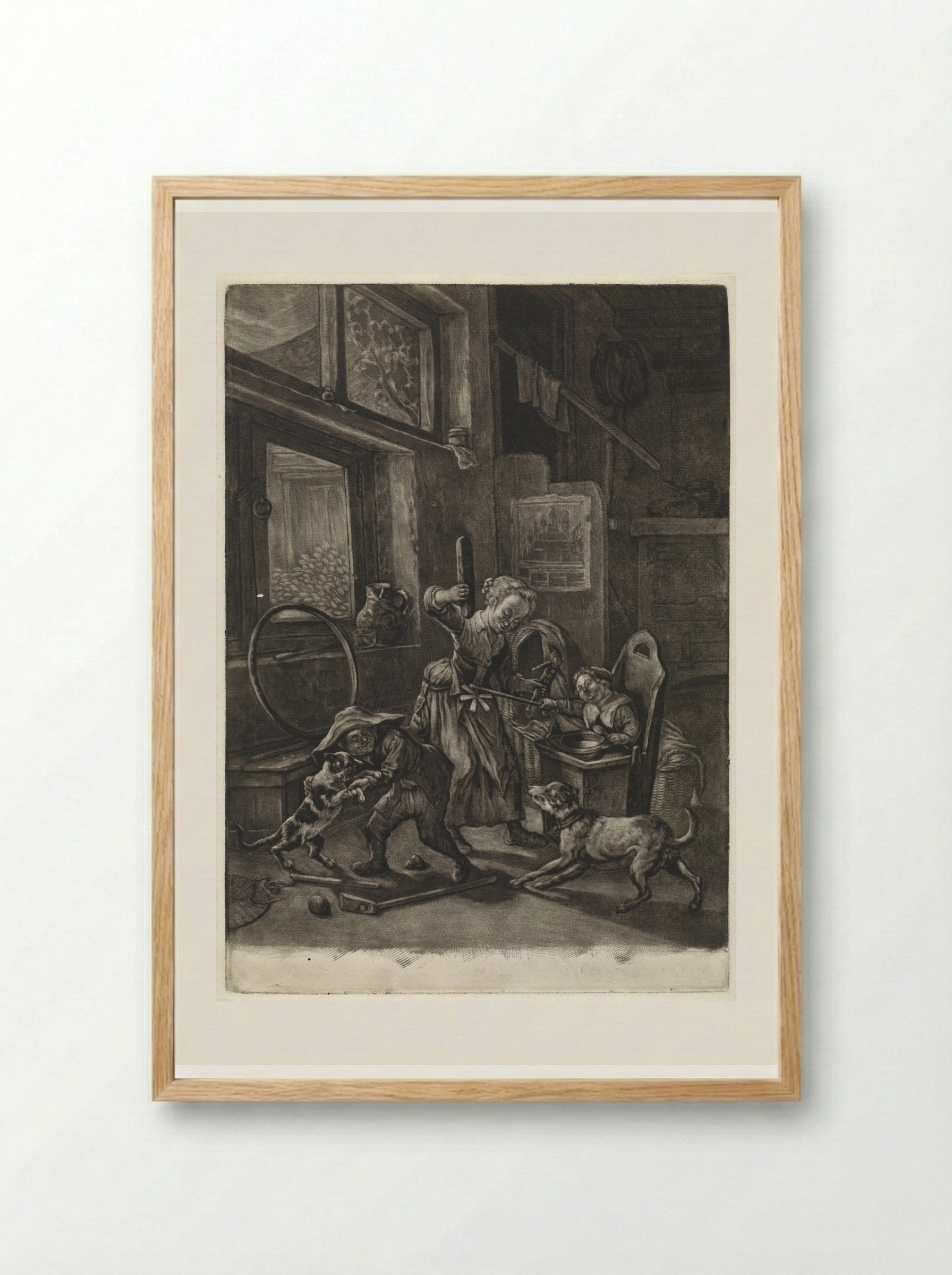 De kindertijd (Childhood) - Cornelis Dusart - Framed Print Wood