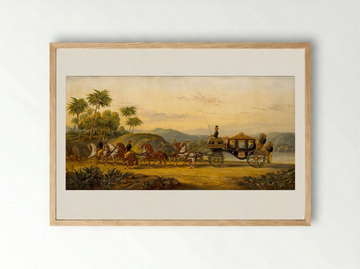 De koets van Mangkoe Nagoro IV - Pieter Alardus Haaxman - Framed Print Wood