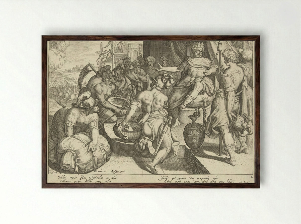 De koning als sterkste in de wereld - Zacharias Dolendo - Framed Print Dark Wood