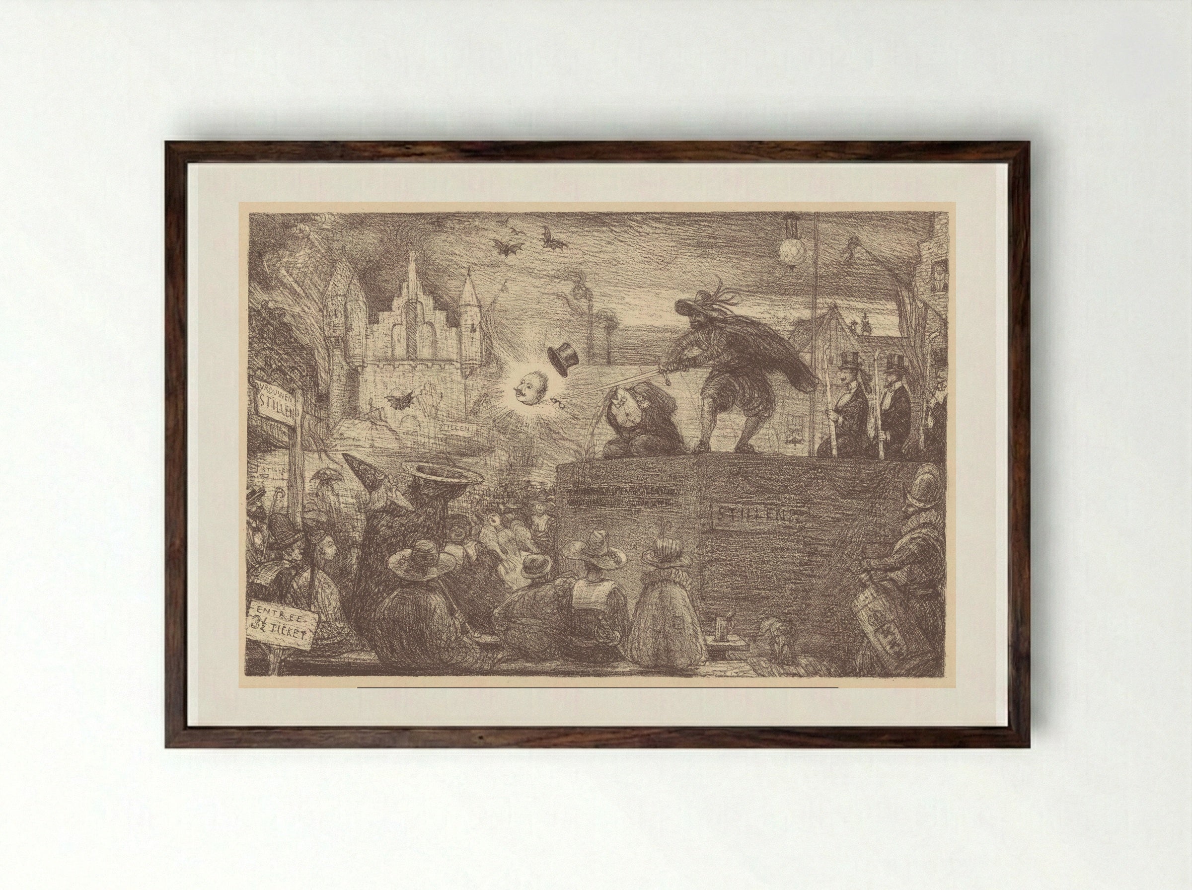De laatste klucht in Oud-Hollandt - Marius Bauer - Framed Print Dark Wood