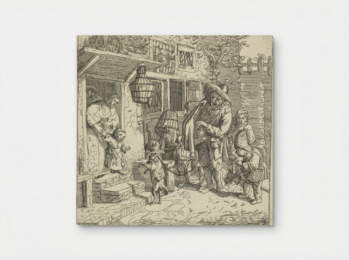 De lierspeler met het dansende hondje - Adriaen van der Welle - Poster
