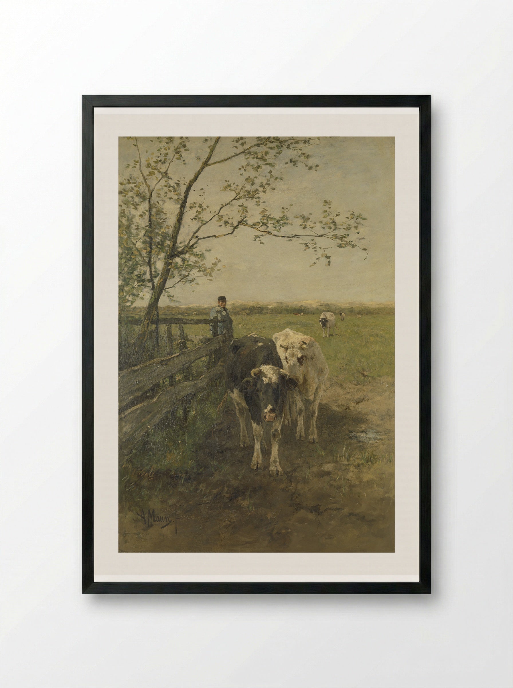 De melkbocht - Anton Mauve - Framed Print Black