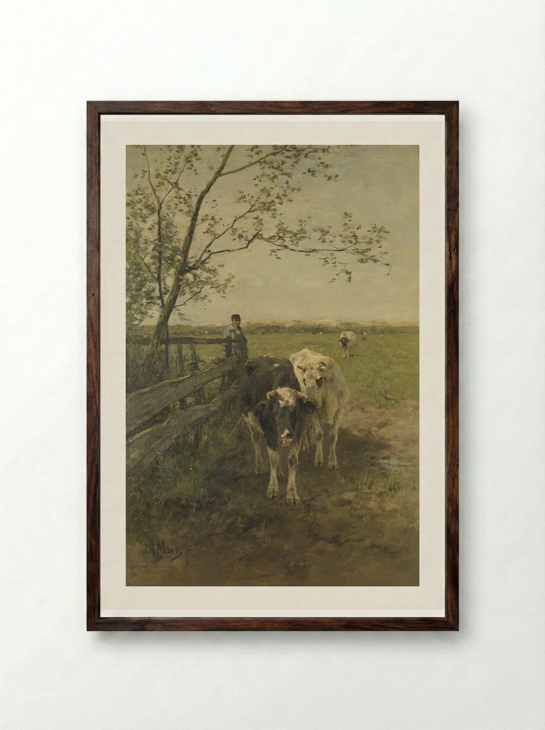 De melkbocht - Anton Mauve - Framed Print Dark Wood