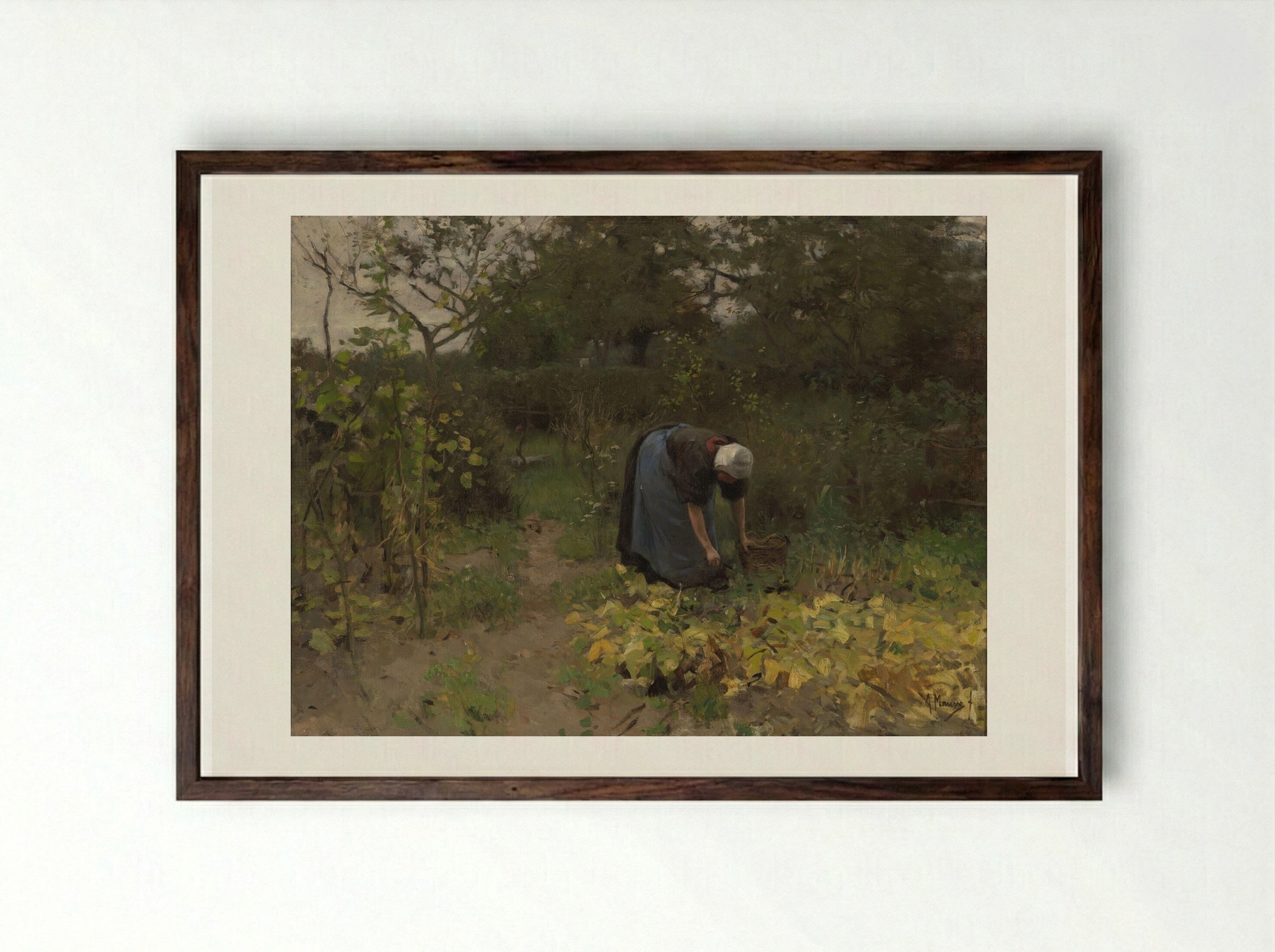 De moestuin - Anton Mauve - Framed Print Dark Wood