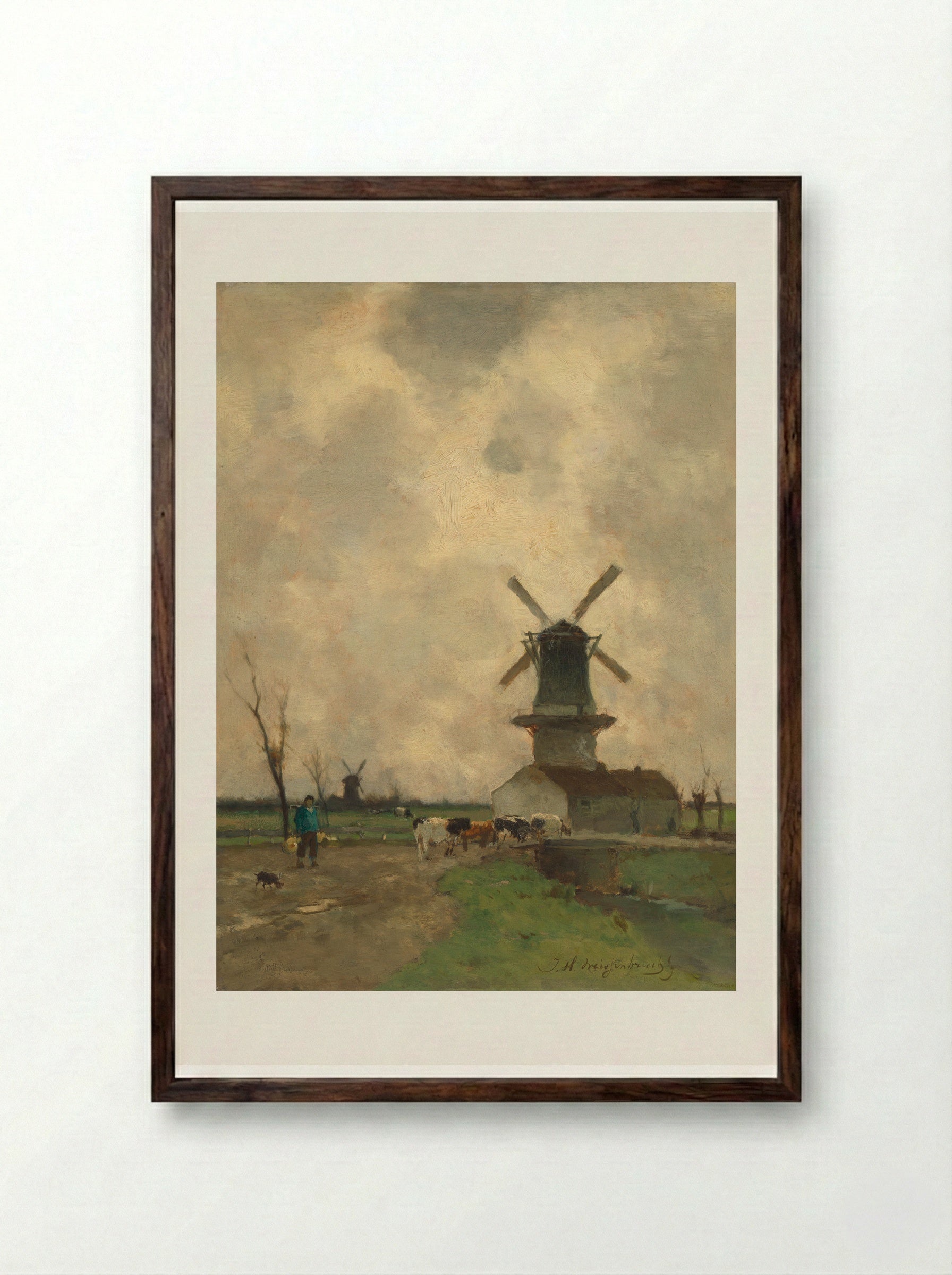 De molen - Johan Hendrik Weissenbruch - Framed Print Dark Wood