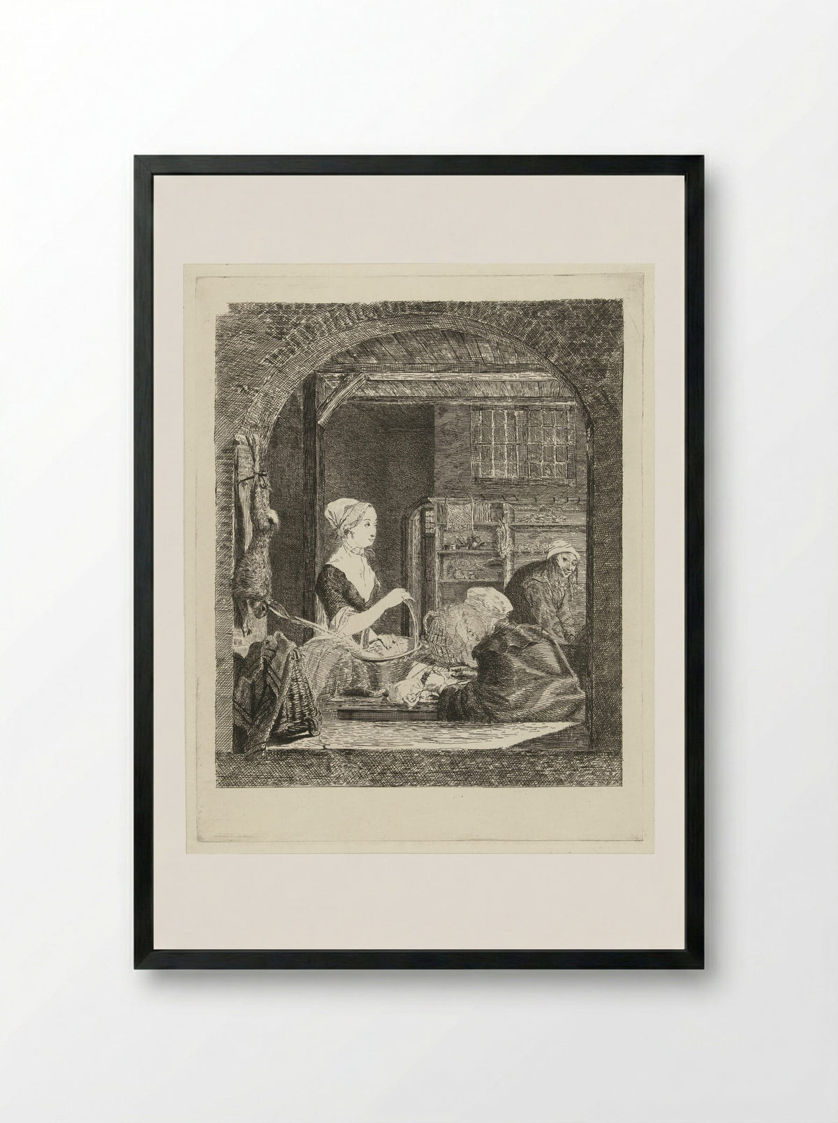 De poelierster (The Poulterer) - Louis Bernard Coclers - Framed Print Black