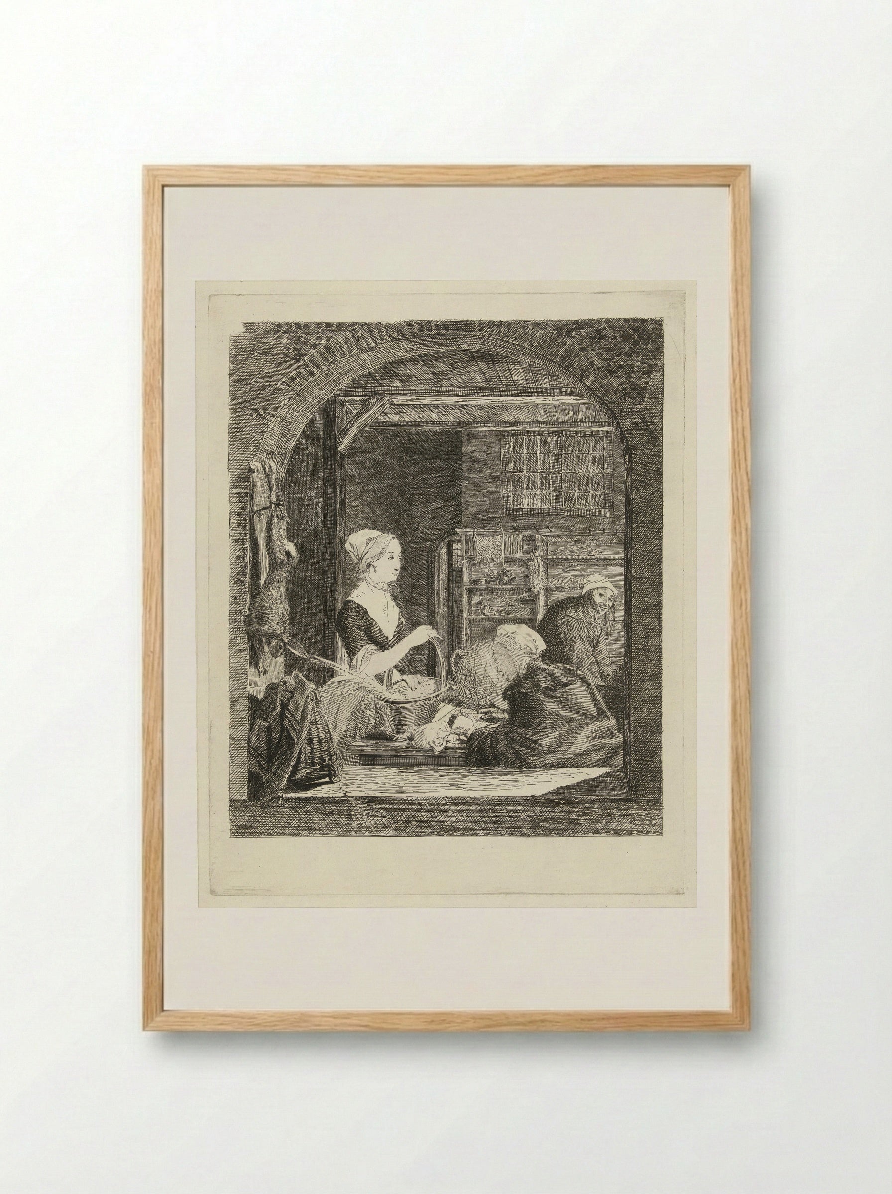 De poelierster (The Poulterer) - Louis Bernard Coclers - Framed Print Wood